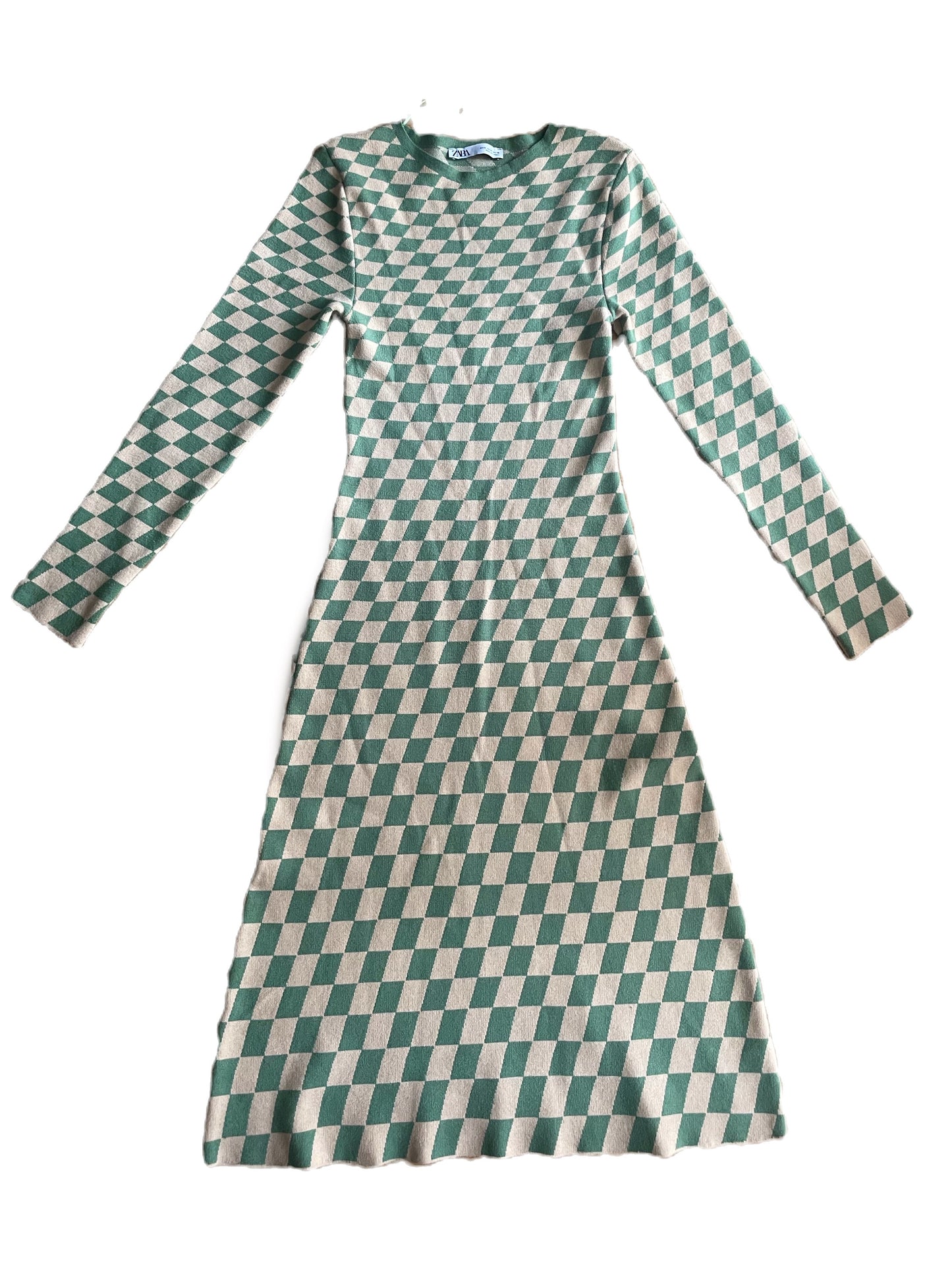 Zara Check Green Midi Dress M image 0