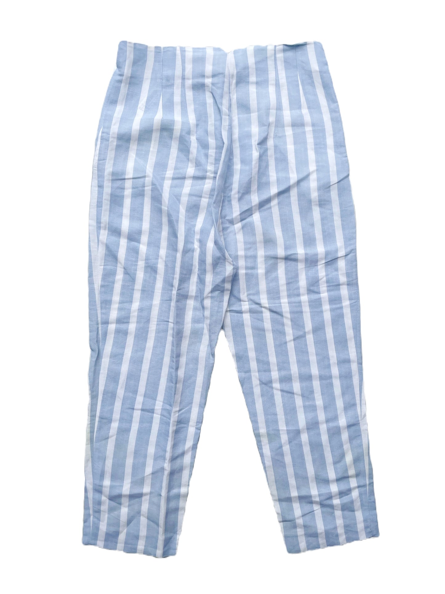 Zara Blue Linen Striped Trousers XL image 0