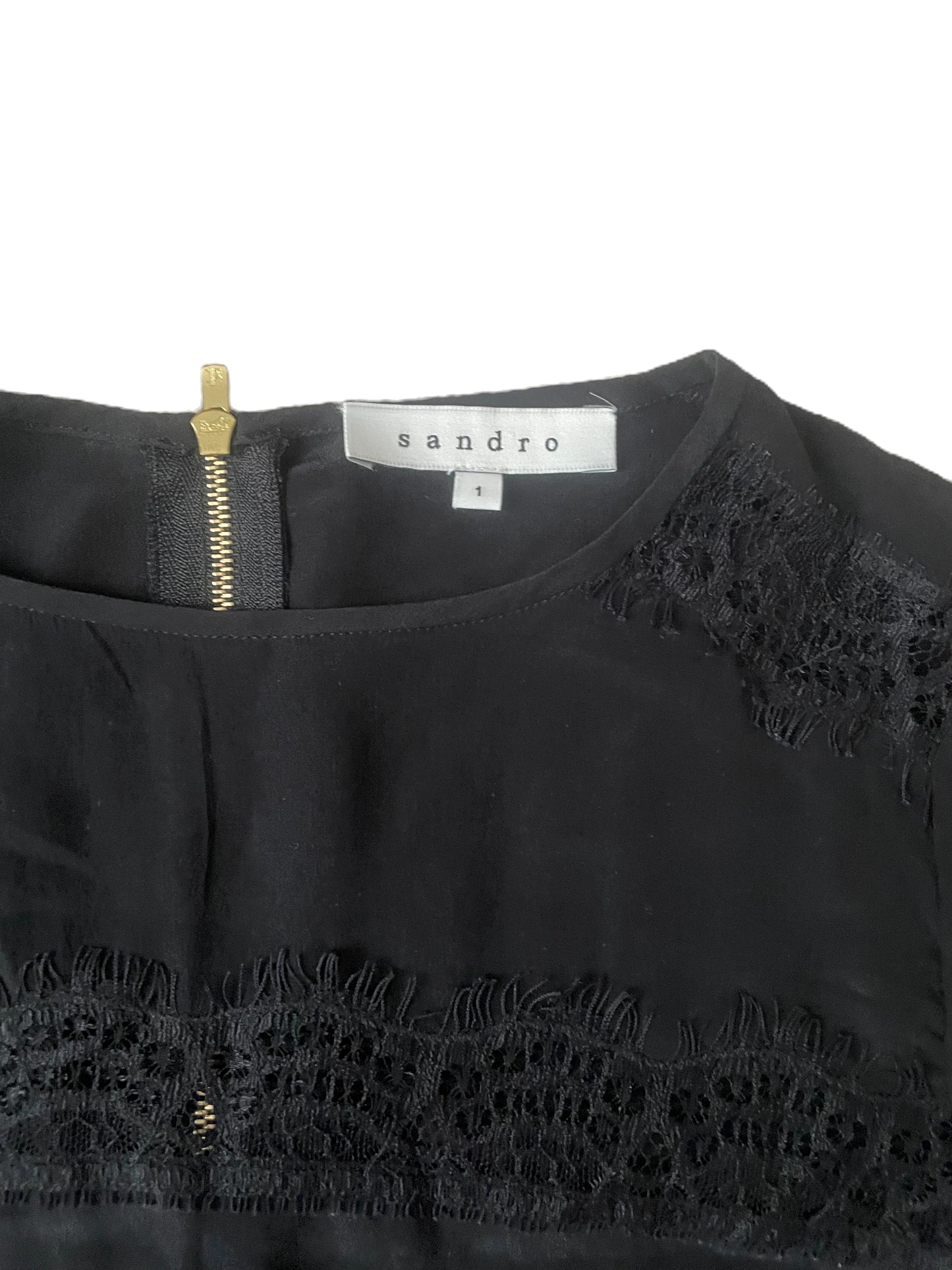 Sandro Black Silk & Lace Blouse S image 2