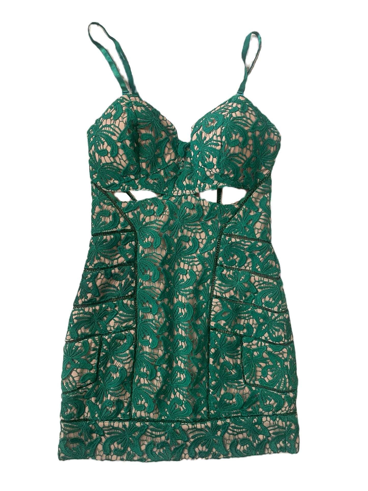 Self-Portrait Green Lace Mini Dress UK 8 image 0