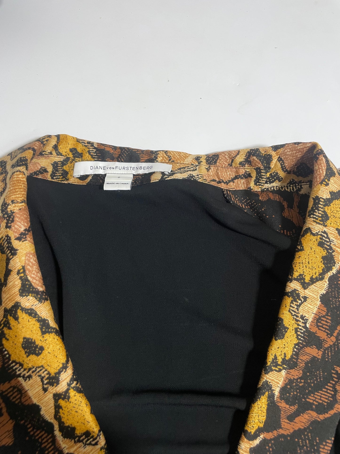 Diane Von Furstenberg Black Leopard Wrap Dress UK 6 image 2