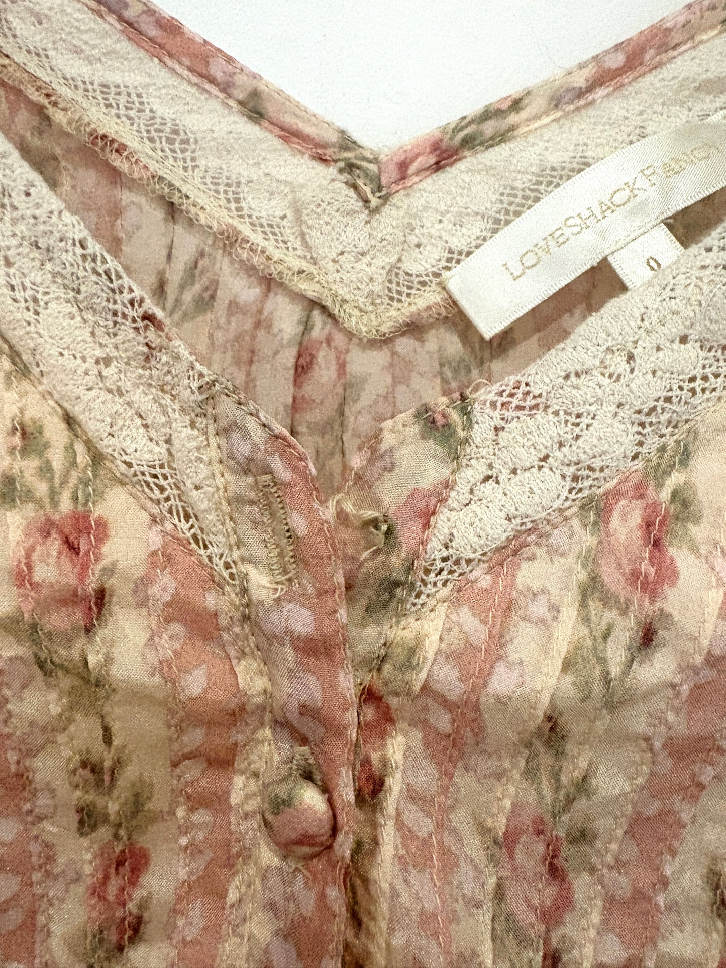 LoveShackFancy Floral Print Lace Dress UK 4