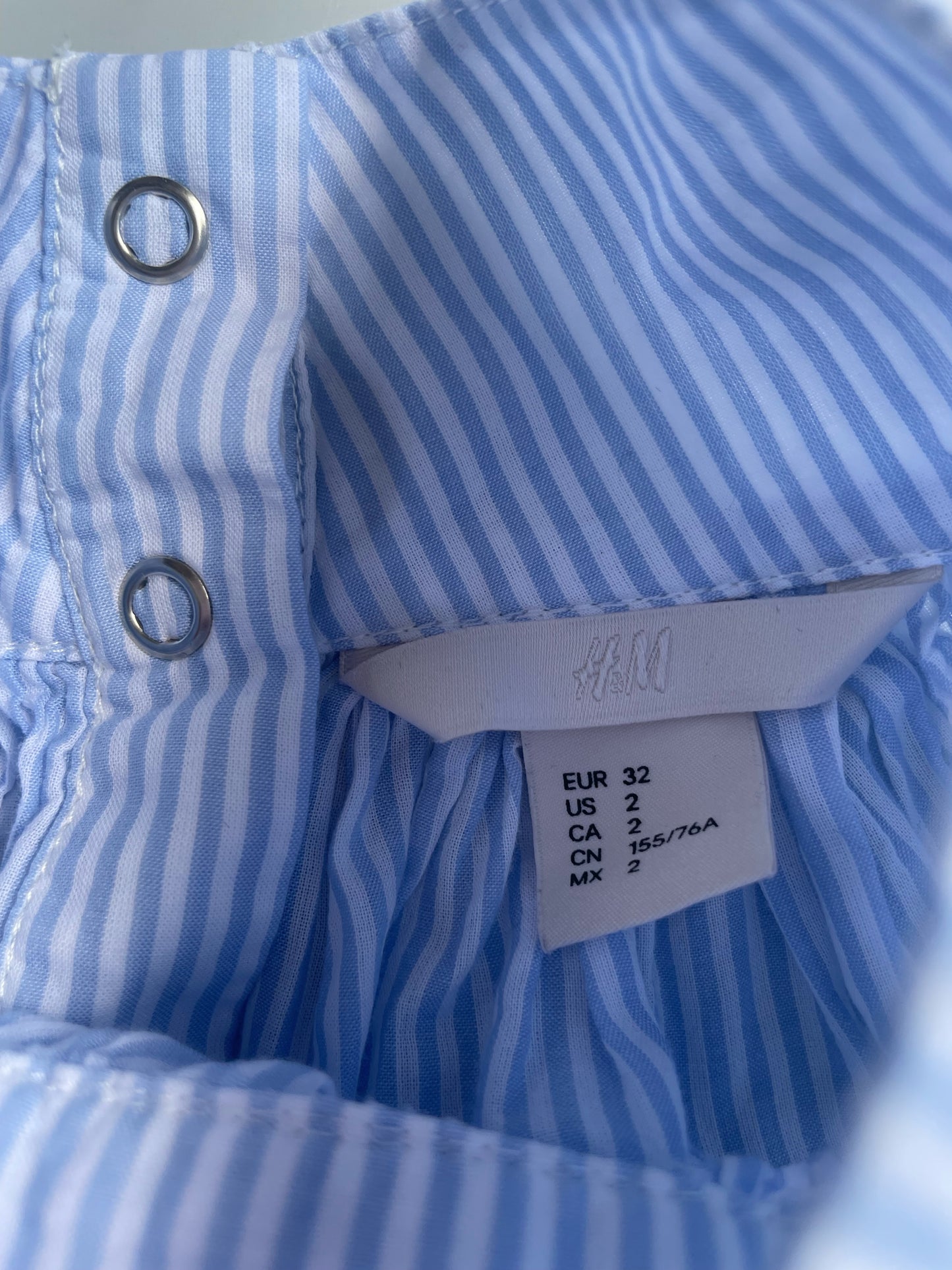 H&M Blue Striped Cotton Blouse XS image 3
