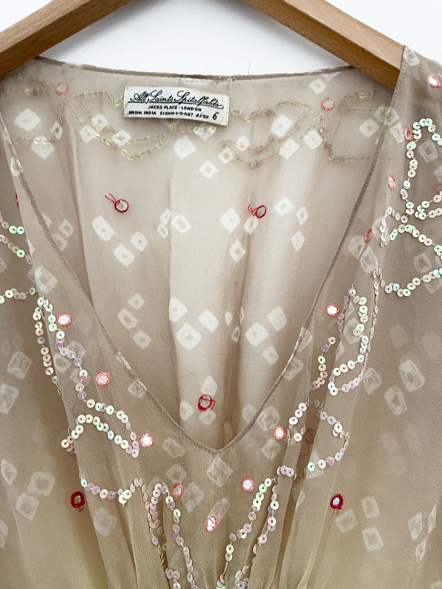 All Saints Embellished Mirror Kaftan UK 6 image 1