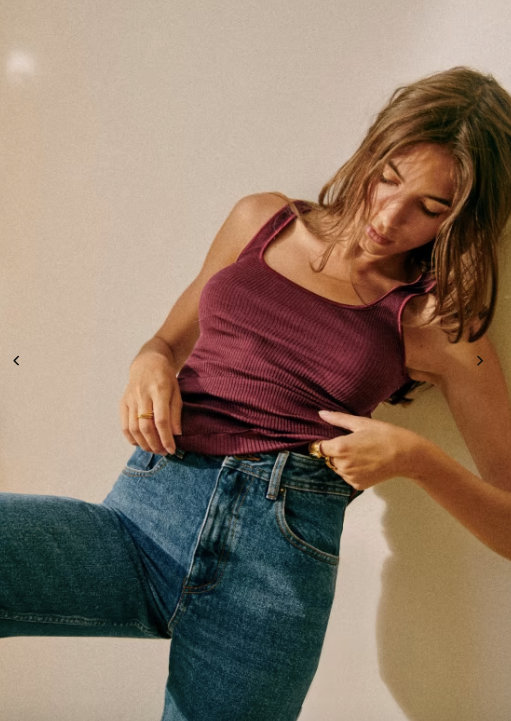 New with Tags Sézane/Yvo et Moi Burgundy Silk & Wool Tank S image 0