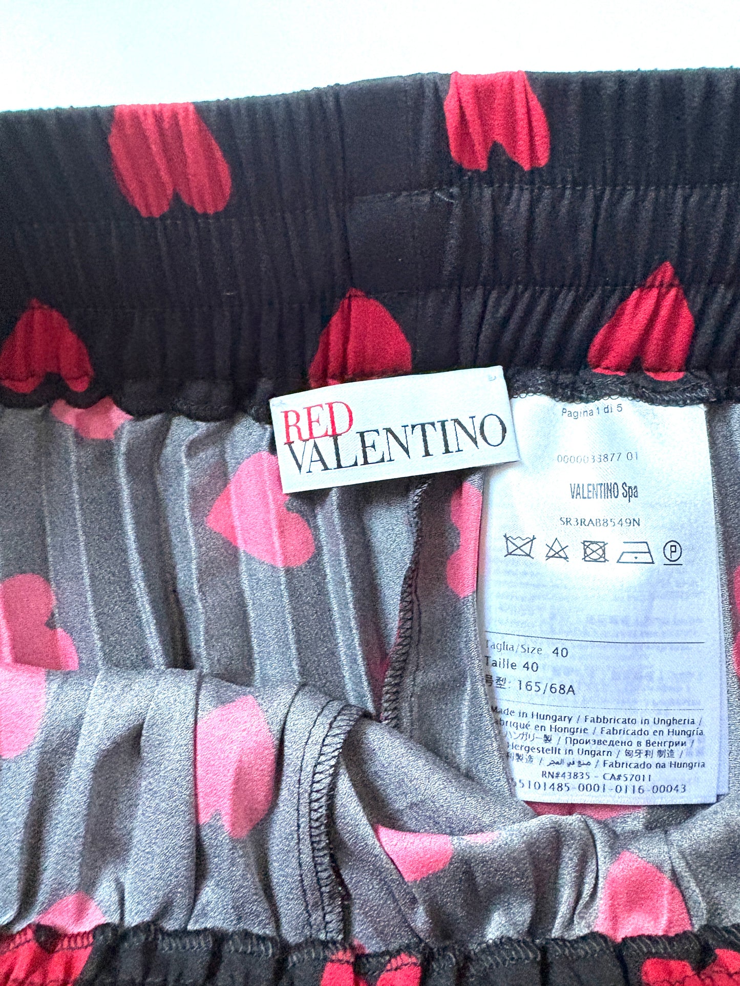 Red Valentino Heart Print Pleated Midi Skirt UK 8