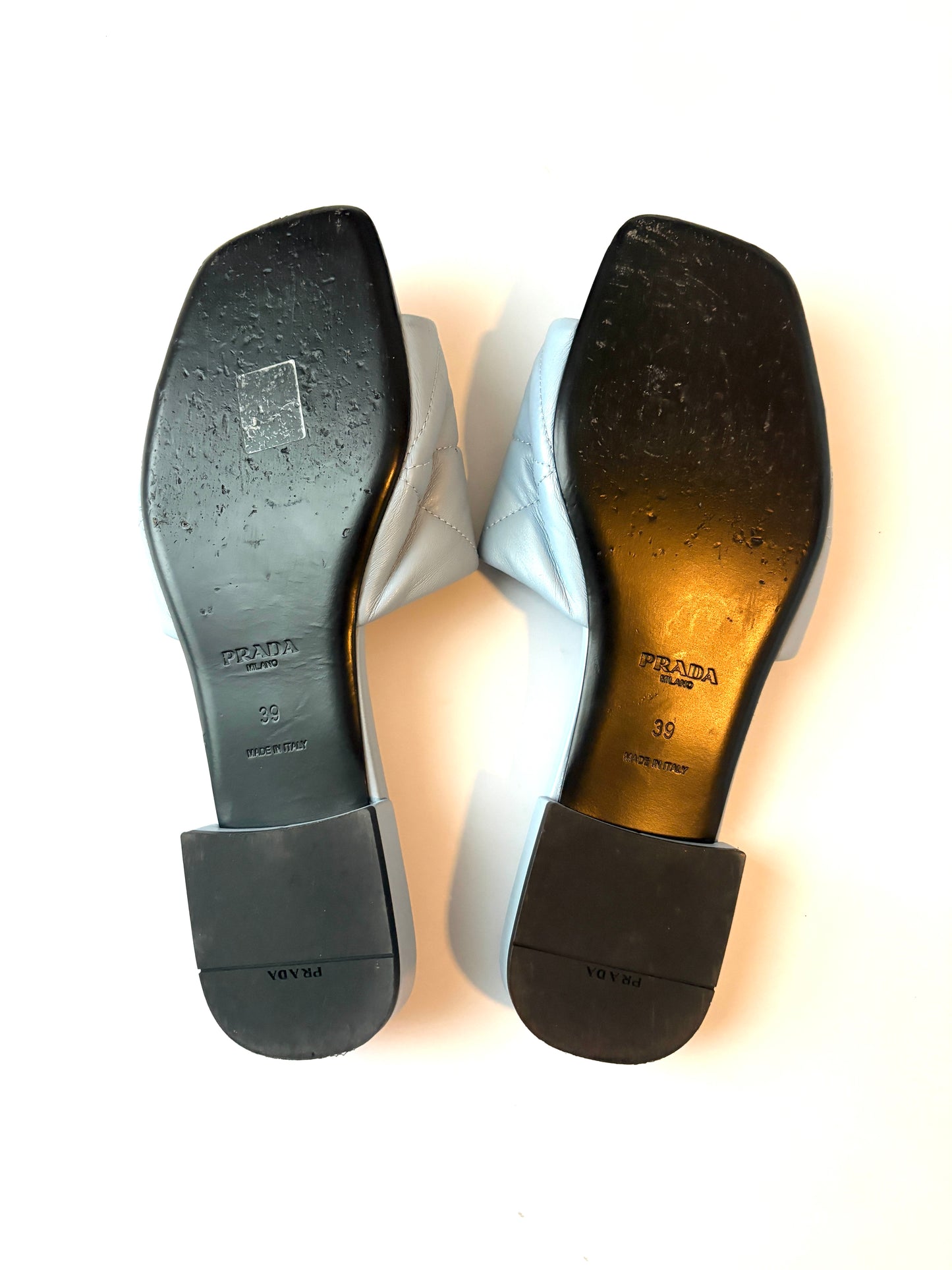 Prada Blue Quilted Leather Slides UK 6