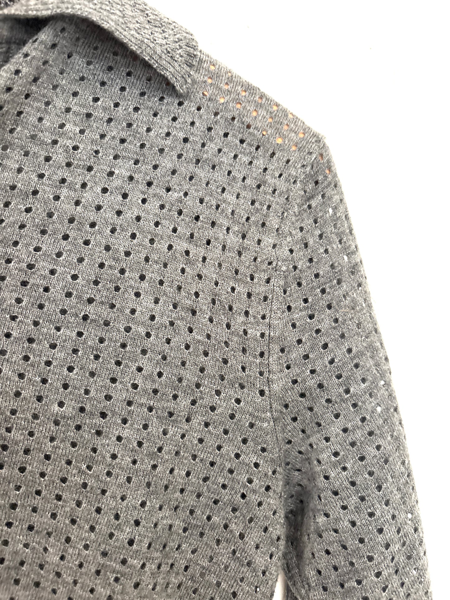 Massimo Dutti Grey Perforated Polo Shirt XS