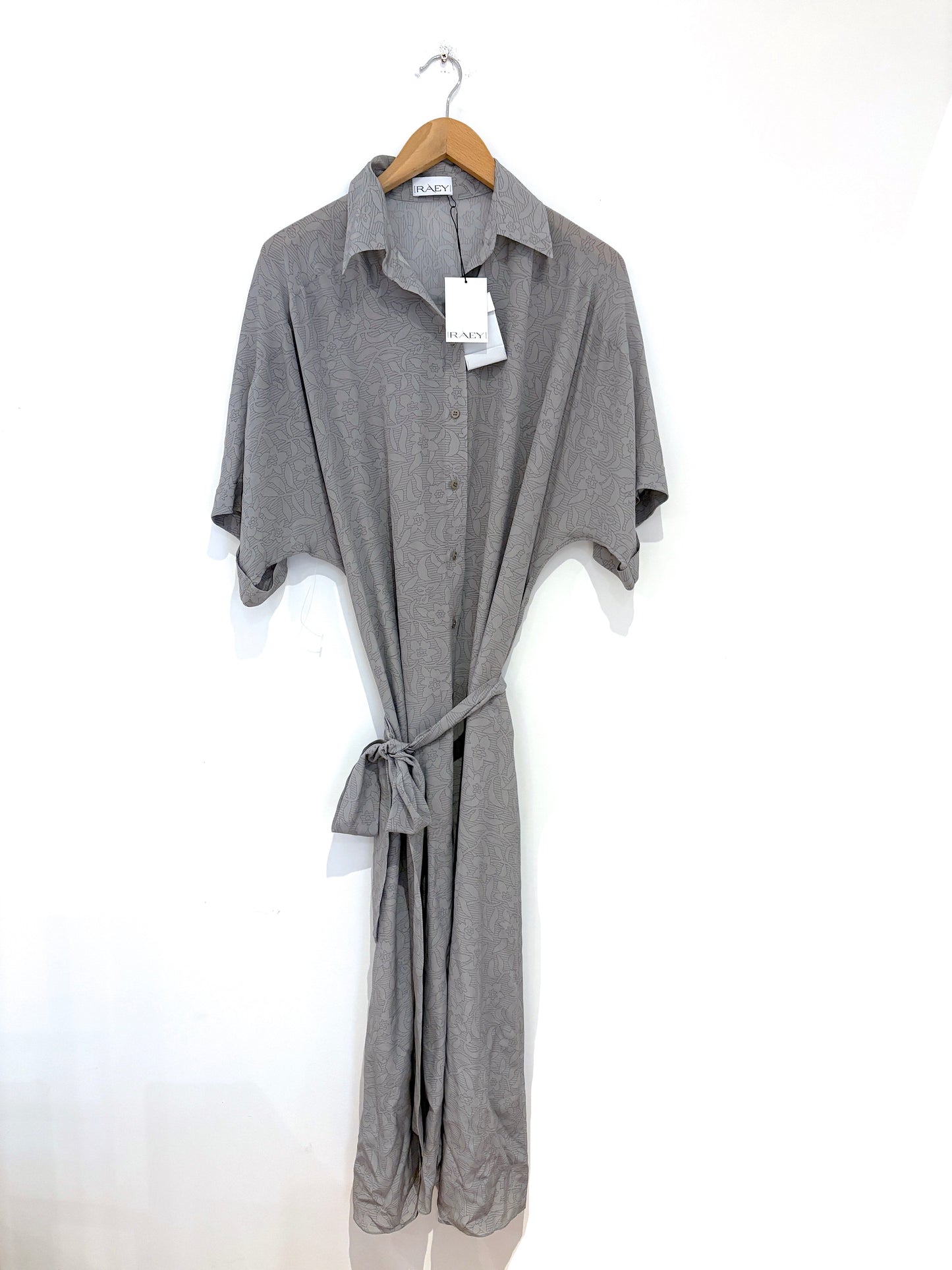Rae Grey Silk Belted Dress