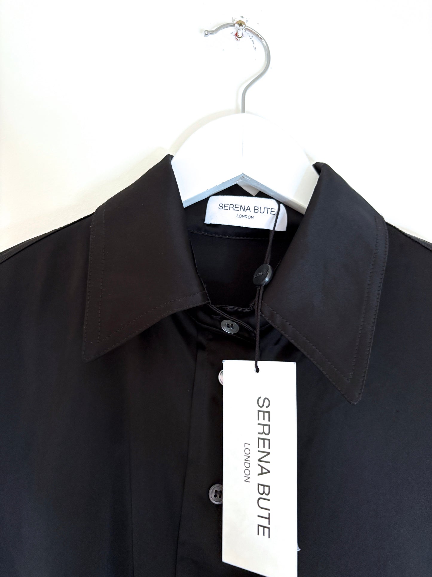New With Tags Serena Bute Black Satin Serena Shirt XS