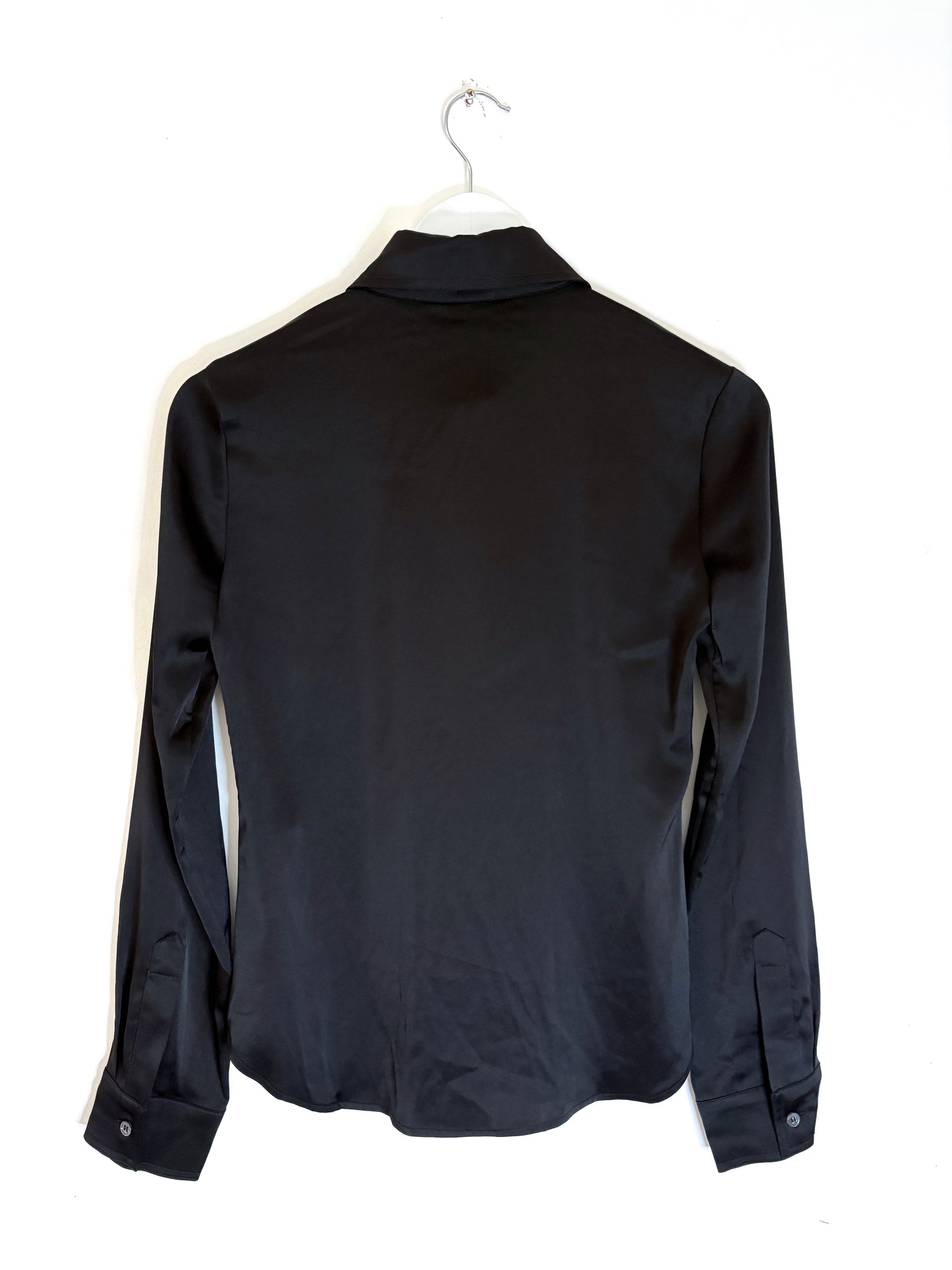 New With Tags Serena Bute Black Satin Serena Shirt XS