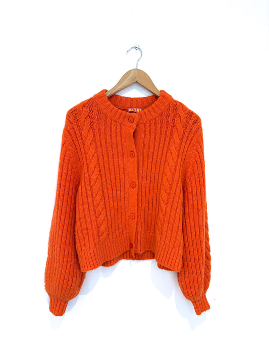Kitri Orange knit cable cardigan