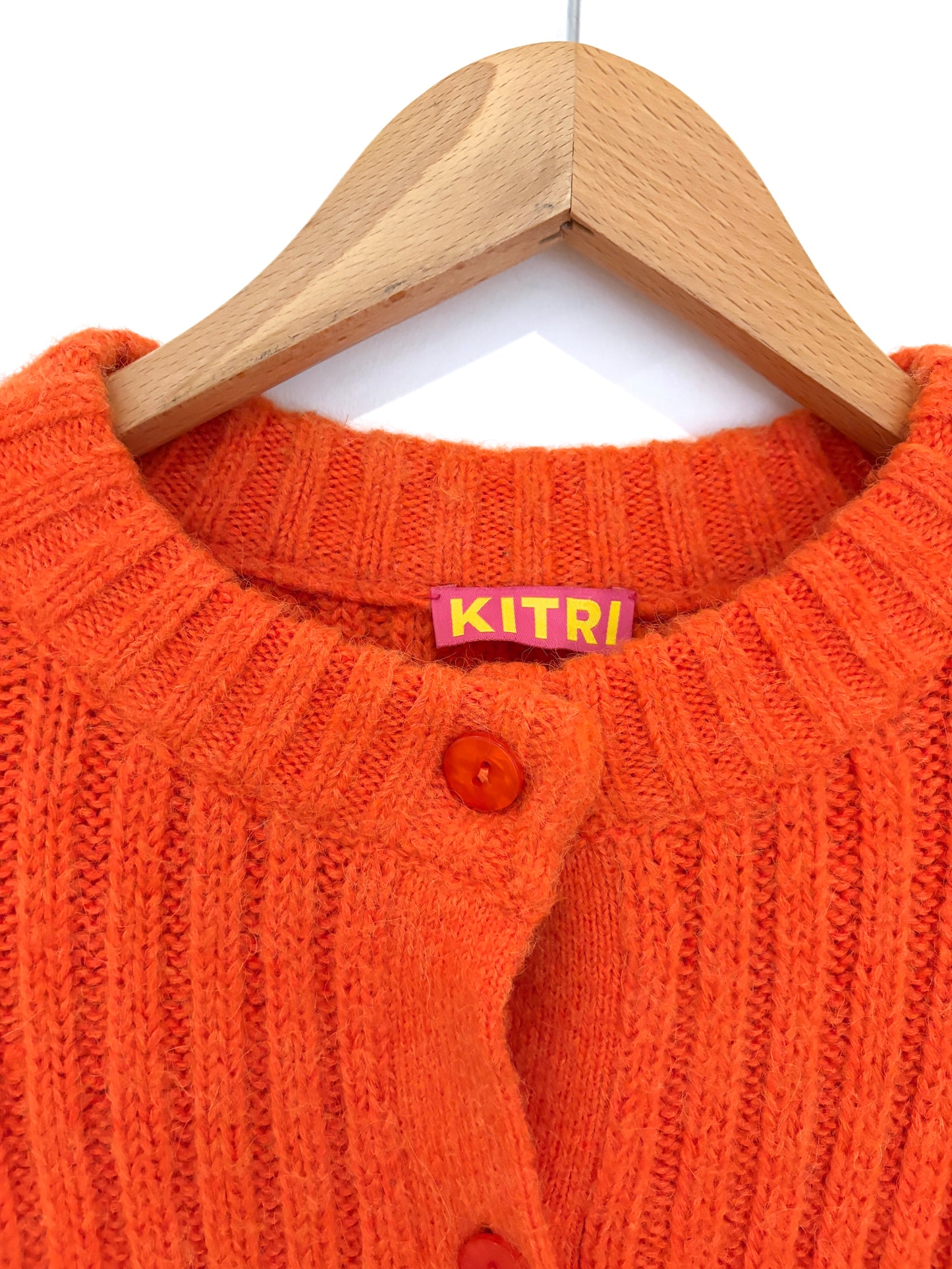 Kitri Orange Cable Knit Cardigan M