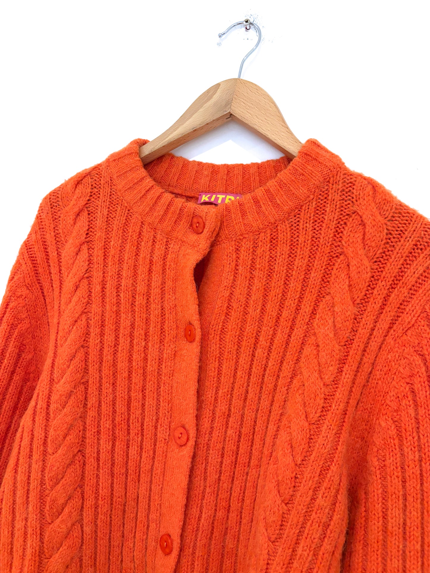 Kitri Orange Cable Knit Cardigan M