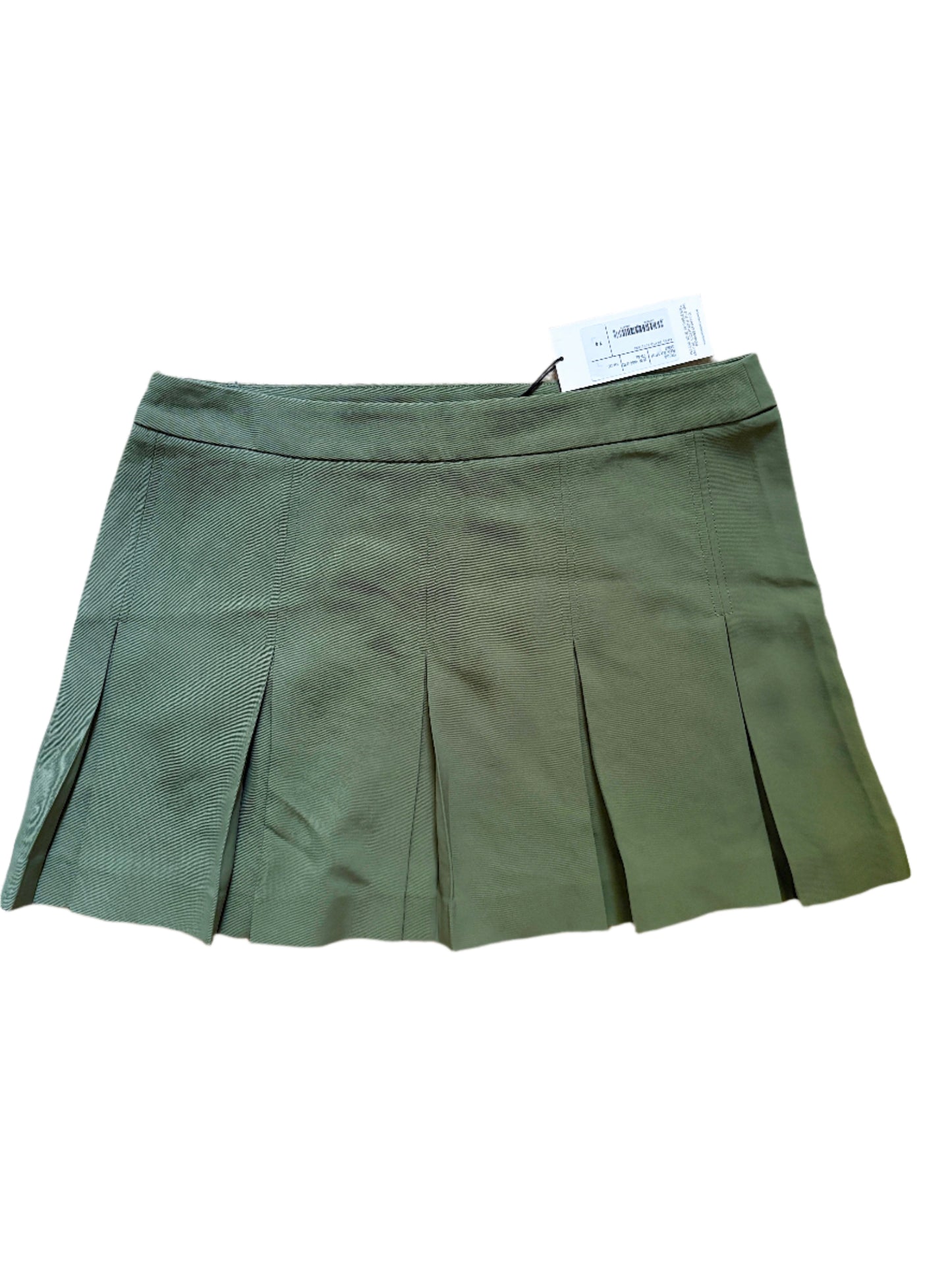 New With Tags Serena Bute Khaki Pleated Mini Skirt UK 14