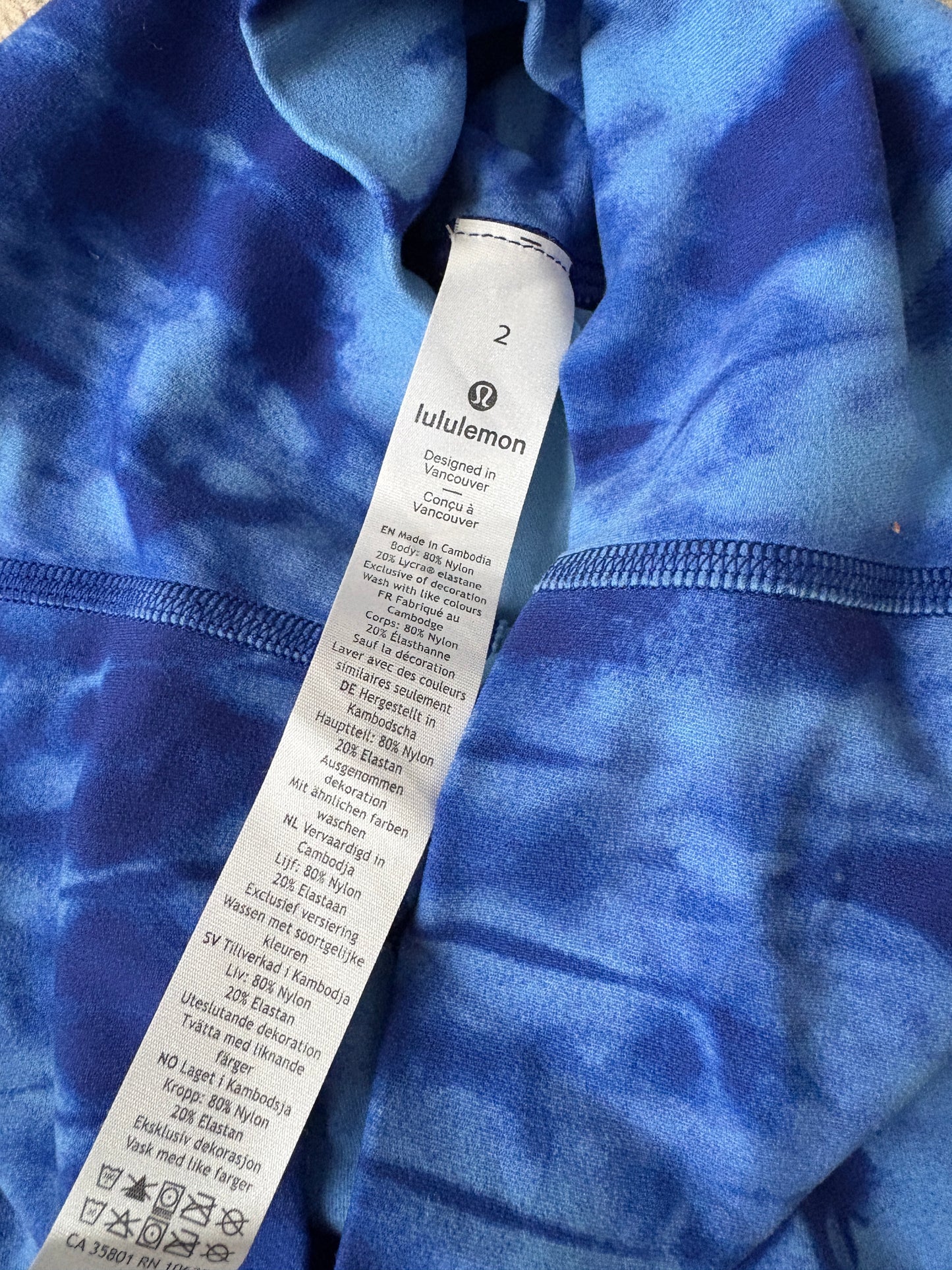 Lululemon Blue Tie-dye Align HR Pant 25" UK 6