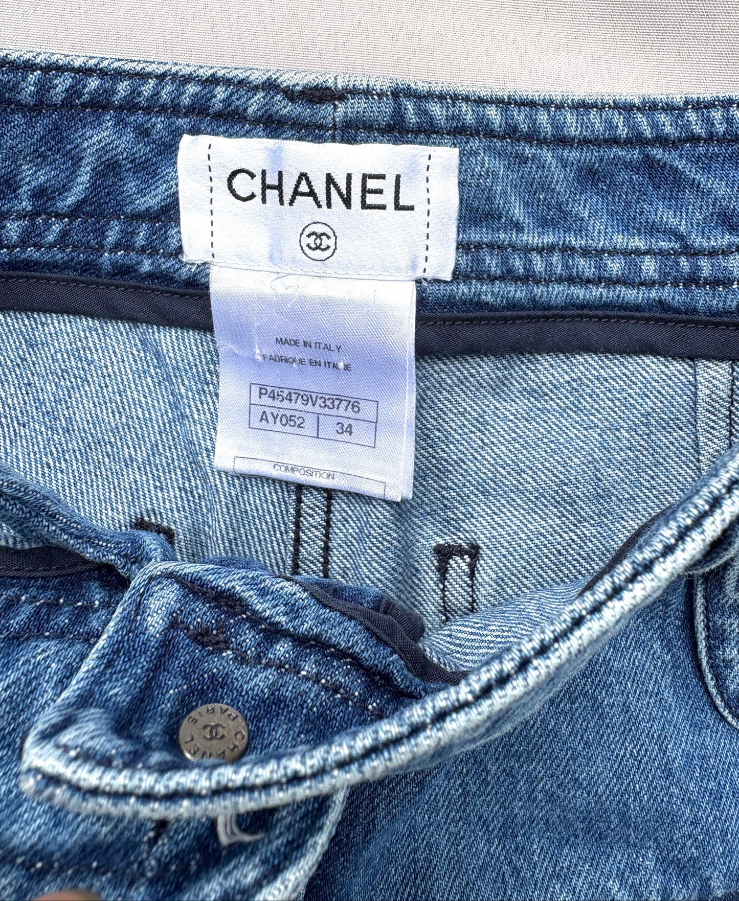 Chanel Blue Denim Mini Shorts UK 6