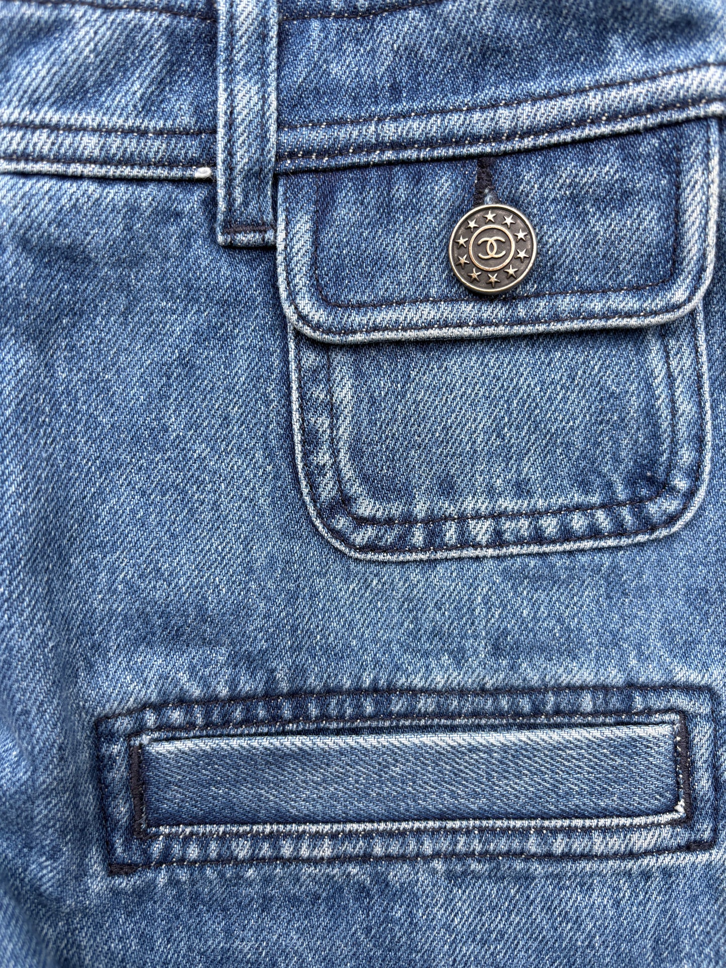 Chanel Blue Denim Mini Shorts UK 6