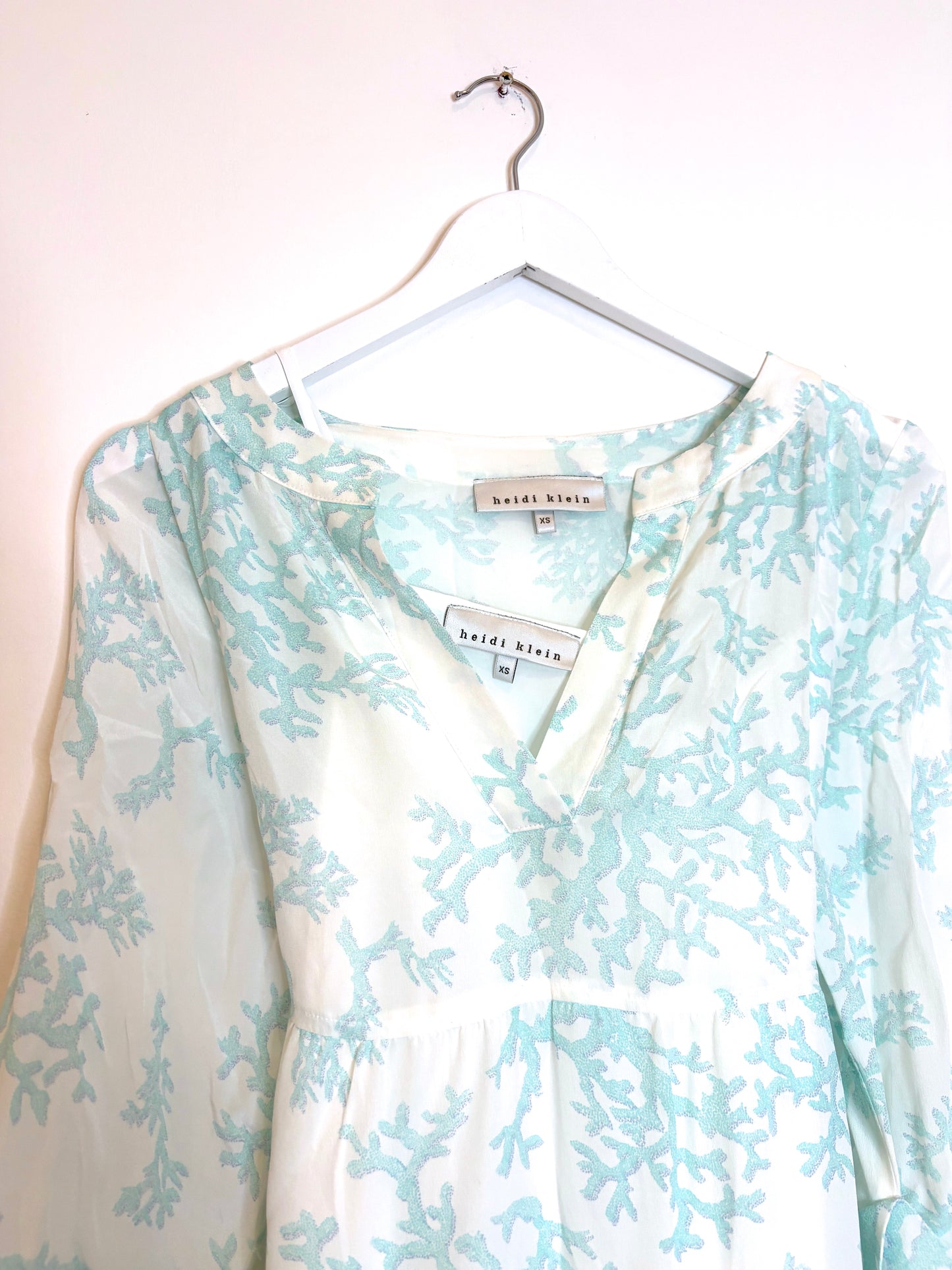 Heidi Klein Turquoise Silk Print Dress XS