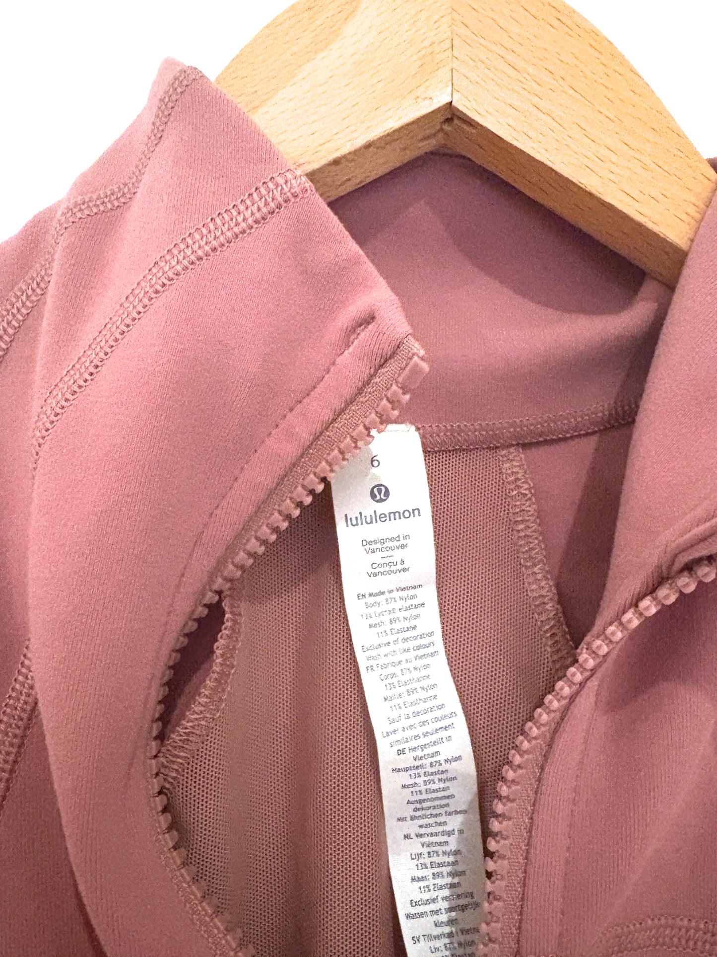 Lululemon Rose Pink Full Zip Up Jacket UK 8