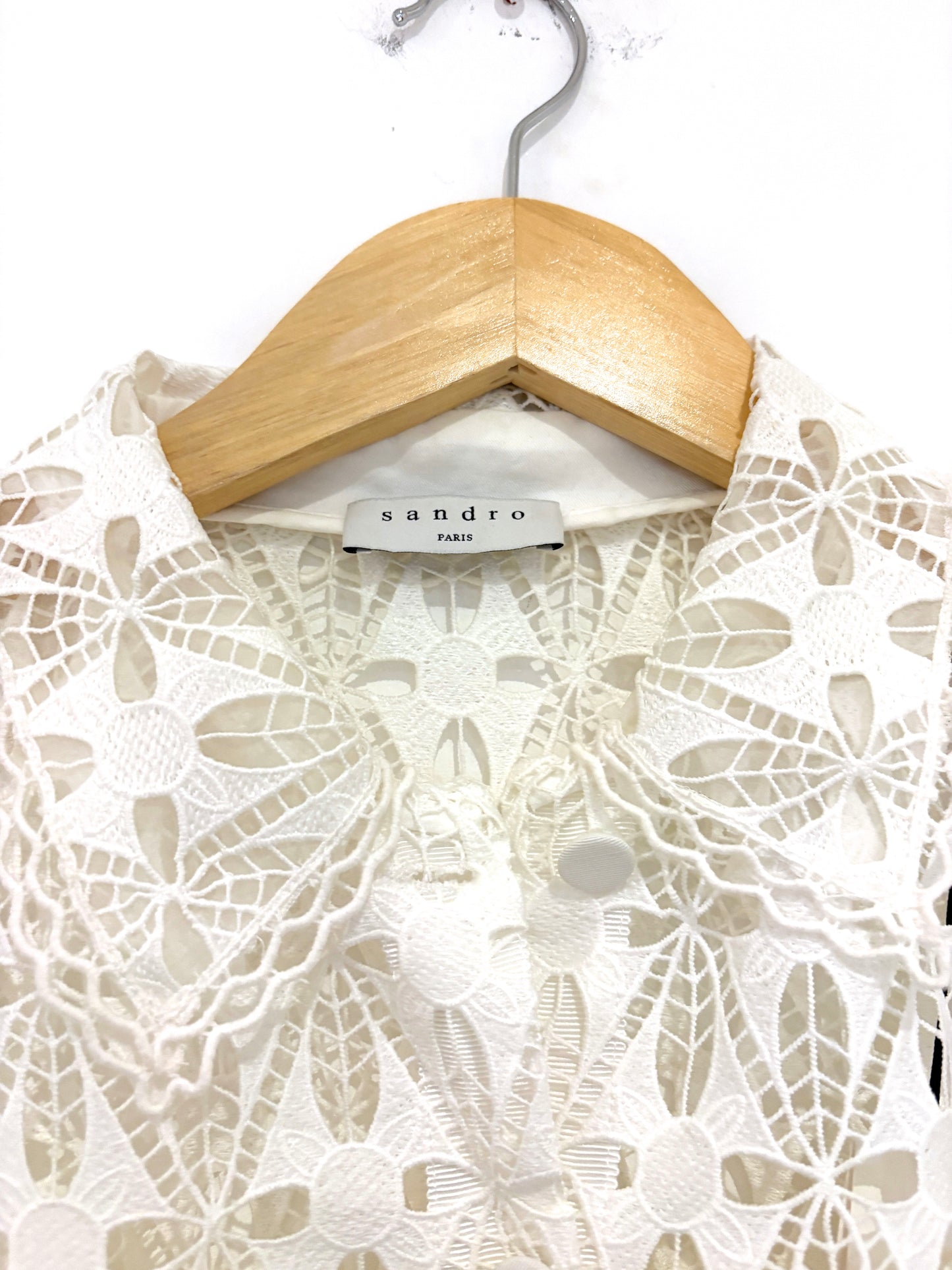 New With Tags Sandro White Embroidered Lace Mini Dress UK 6