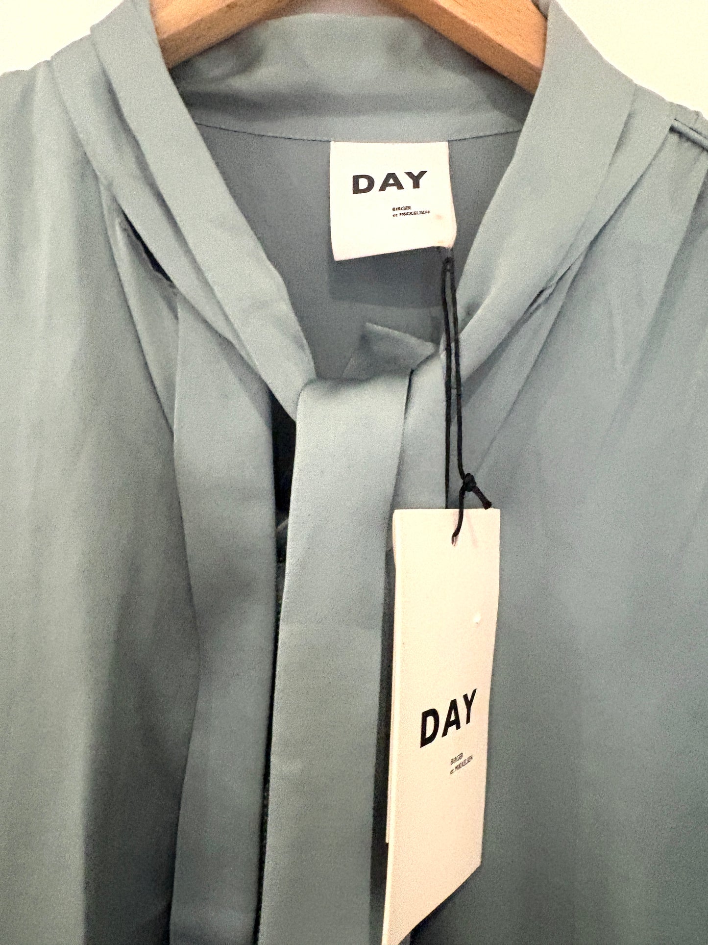 New With Tags Day Birger et Mikkelsen Light Blue Silky Blouse S