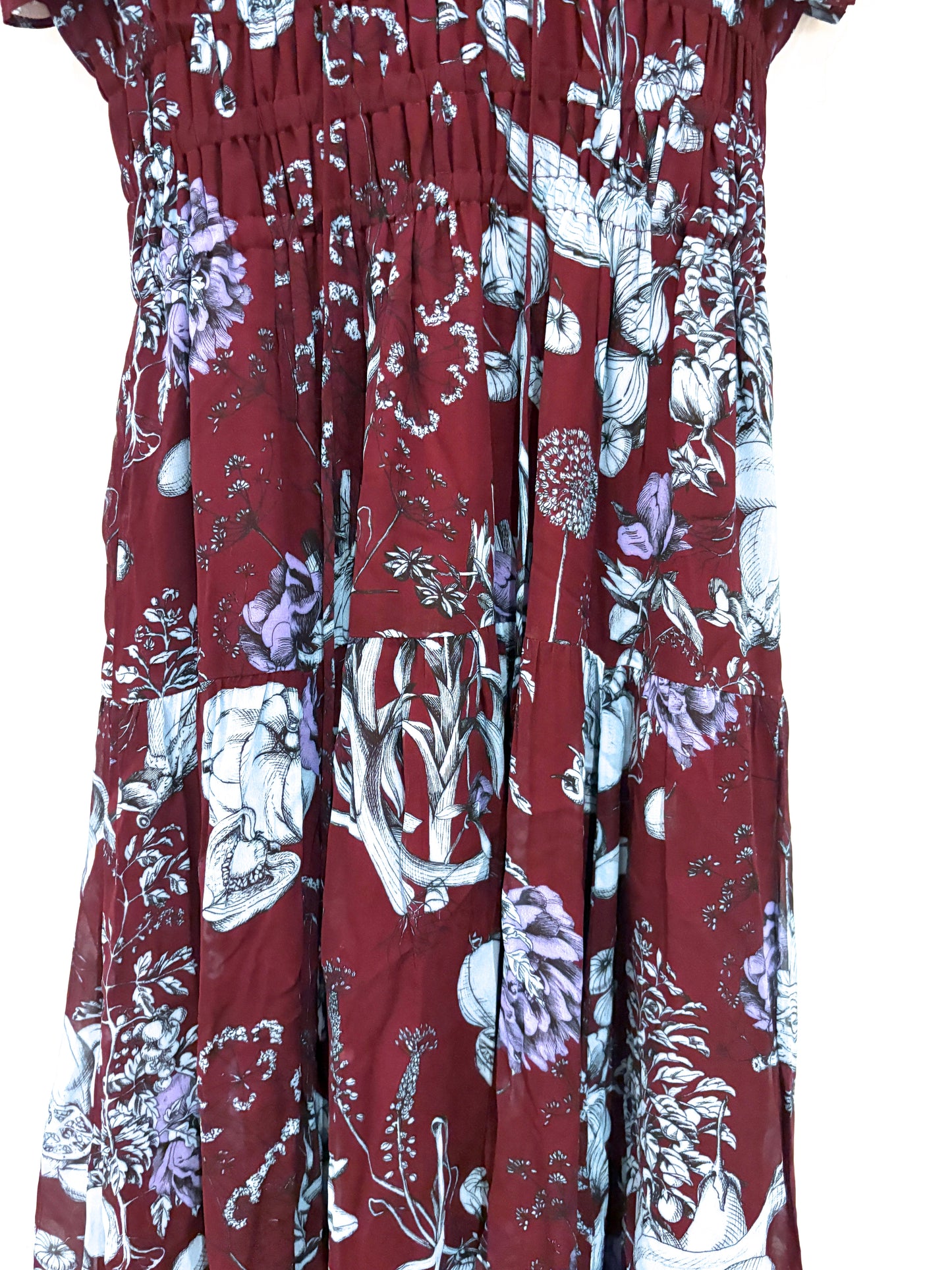 New With Tags La Ligne Tiered Smocked Chiffon Midi Dress S