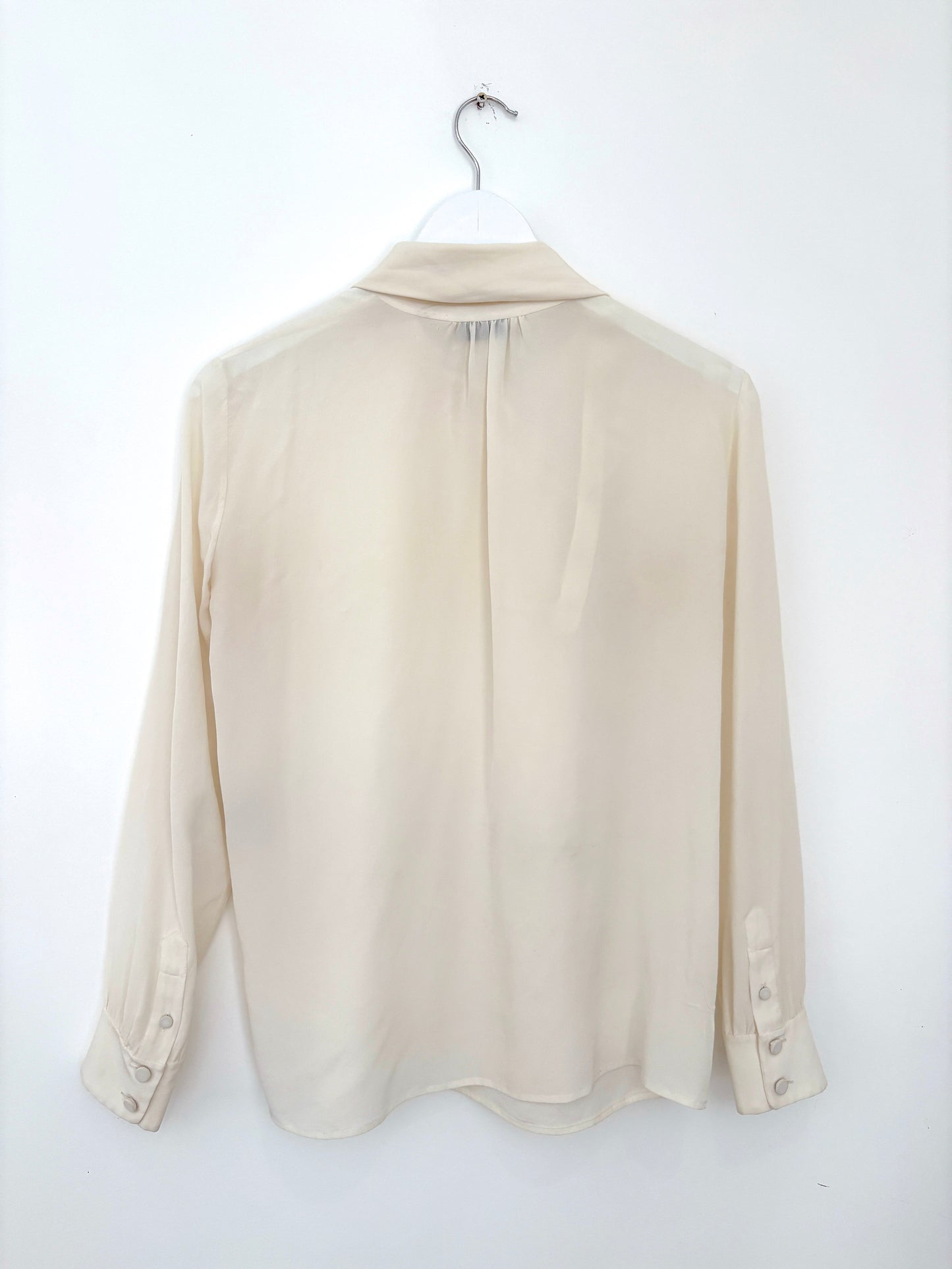 Saint Laurent Silk Lavallière-Neck Blouse S