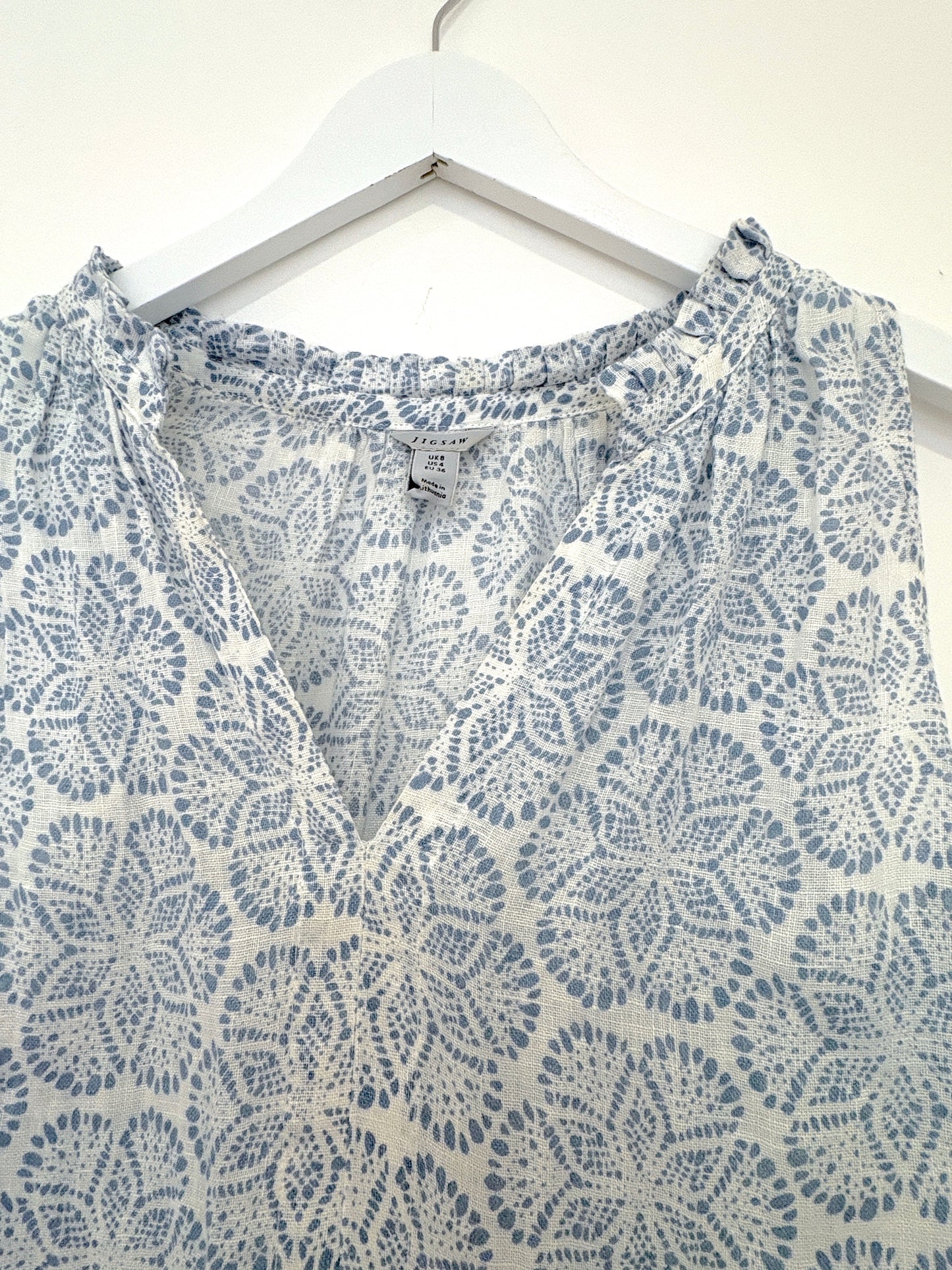 Jigsaw Print Linen Dress UK 8