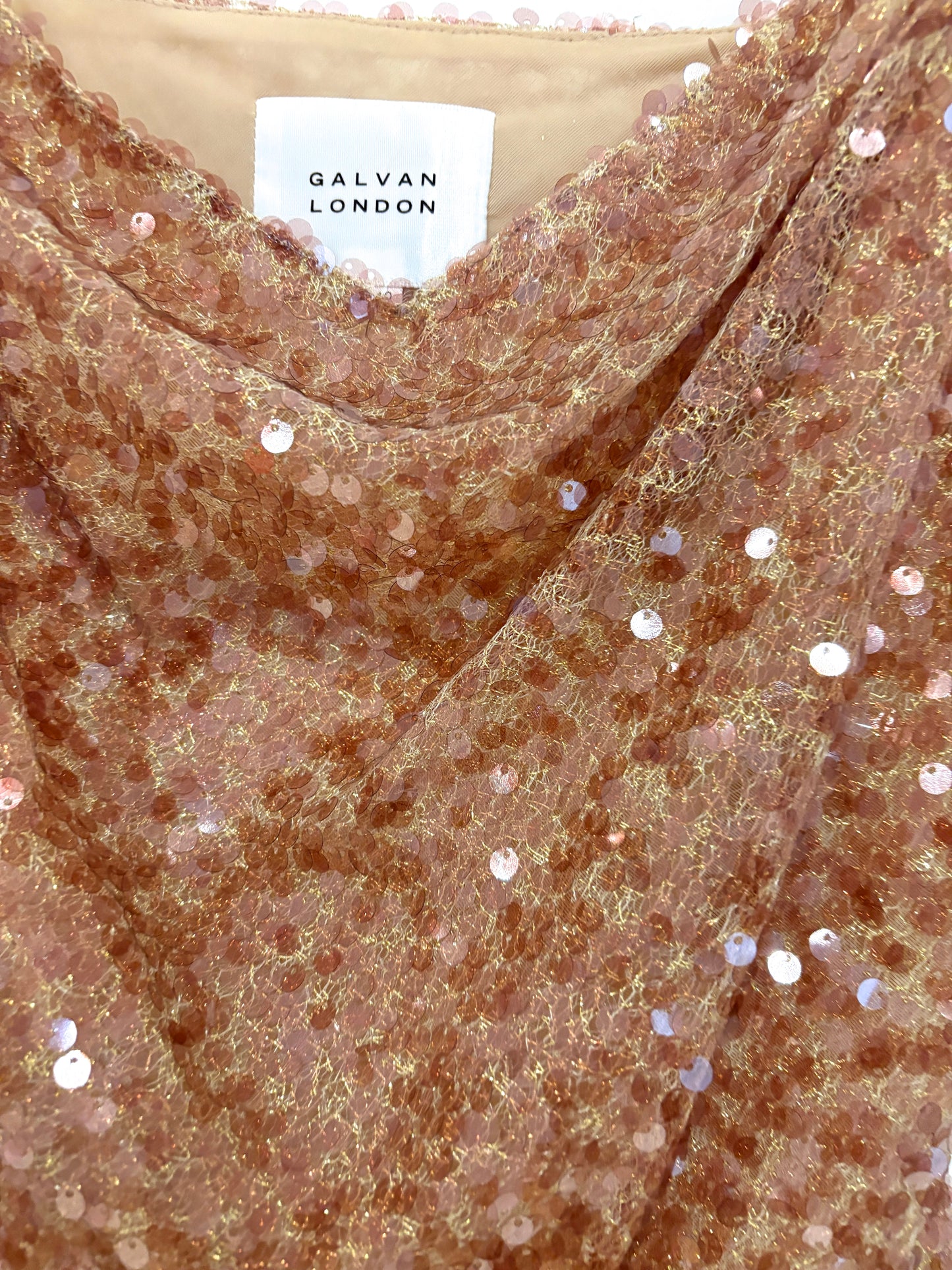 Galvan London Beige Sequin Tank Top UK 12