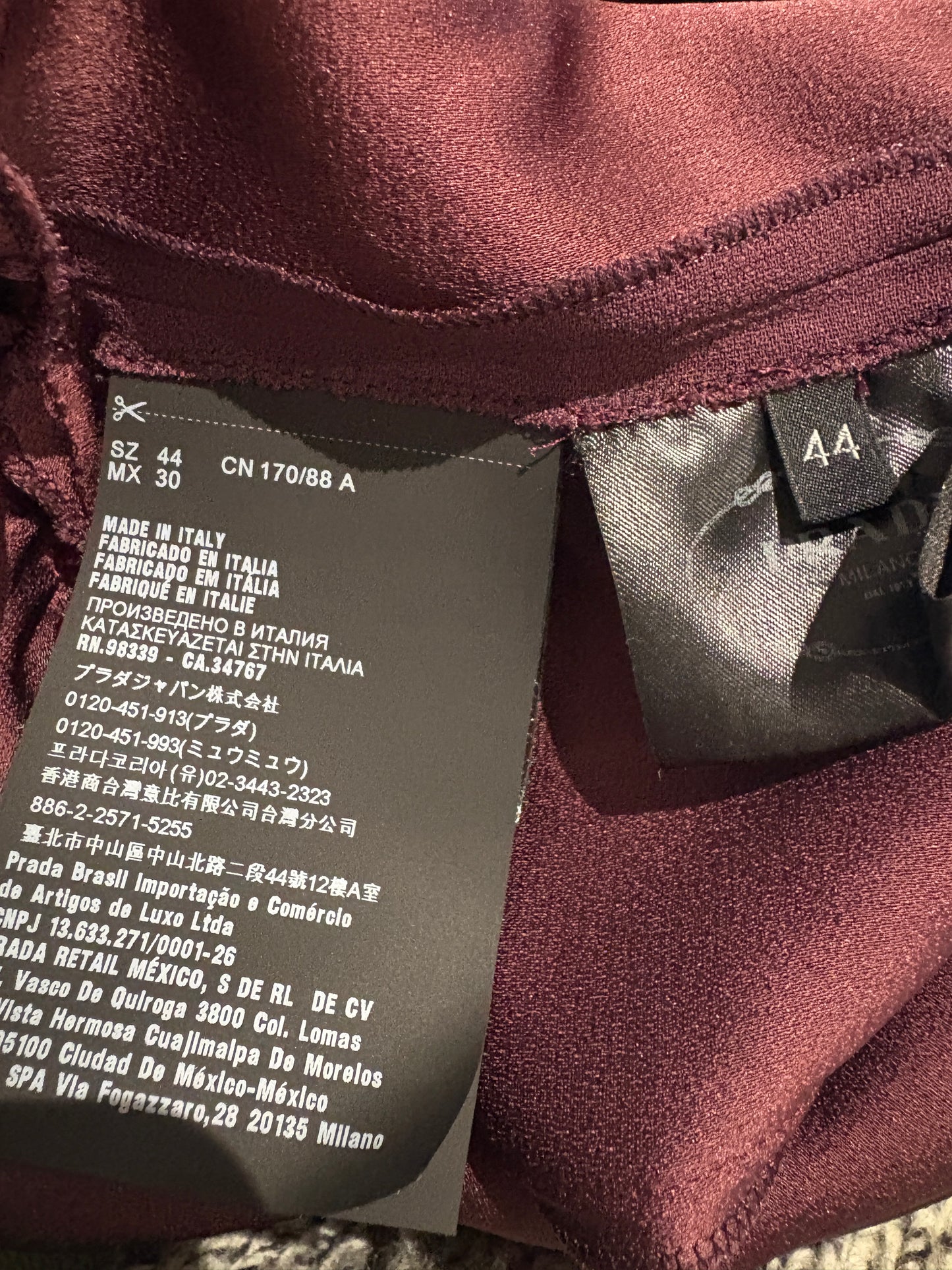 Prada Burgundy Dress with Gem Neckline UK 12