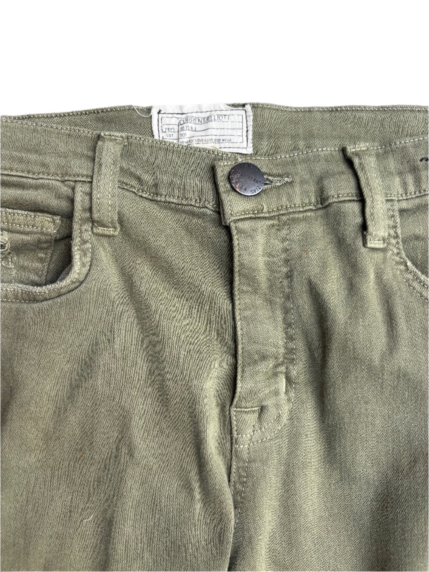 Current/Elliott The Fling Ripped Jeans in Dark Green 27"