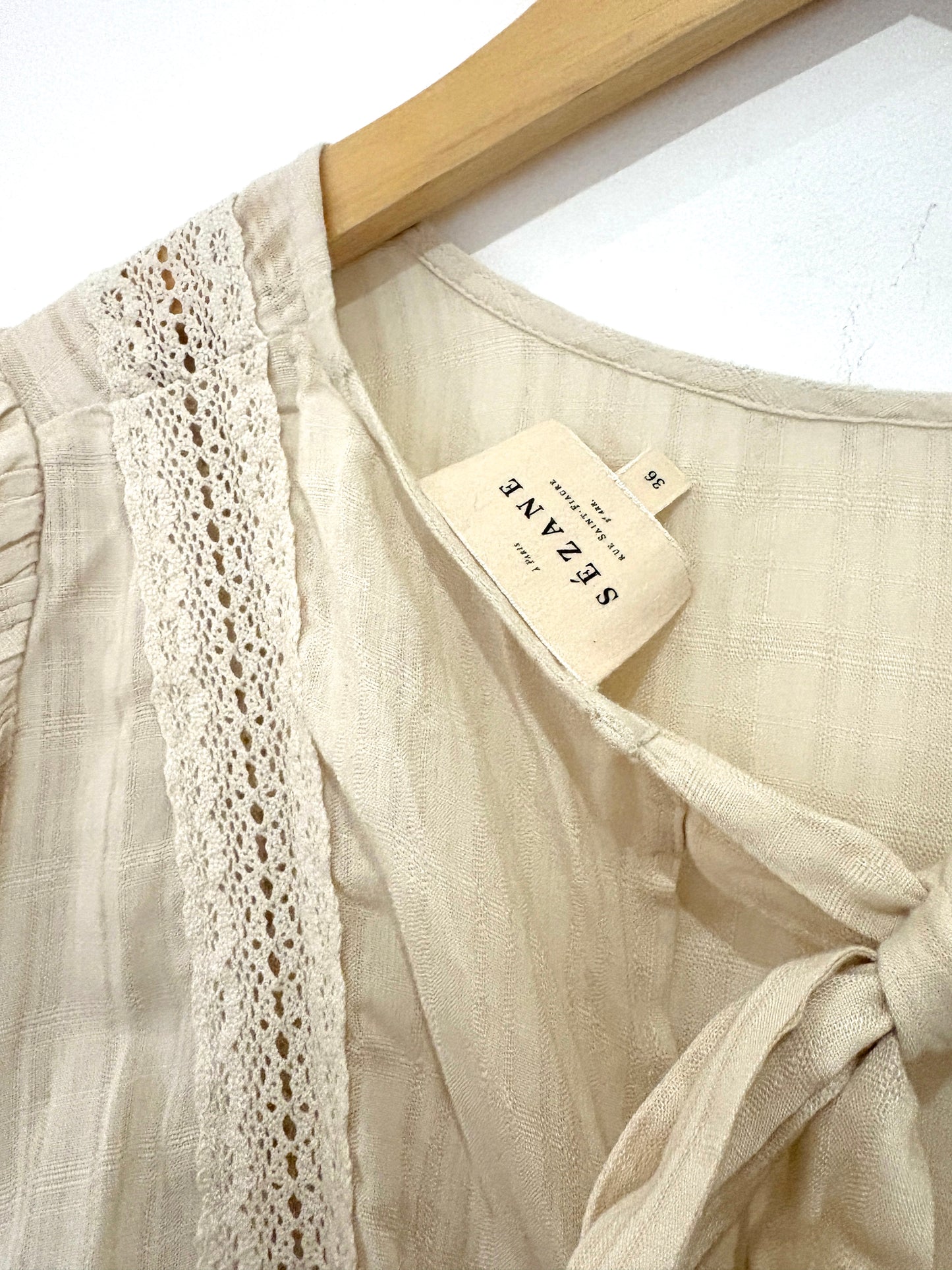 Sézane Cream Lace Blouse UK 8