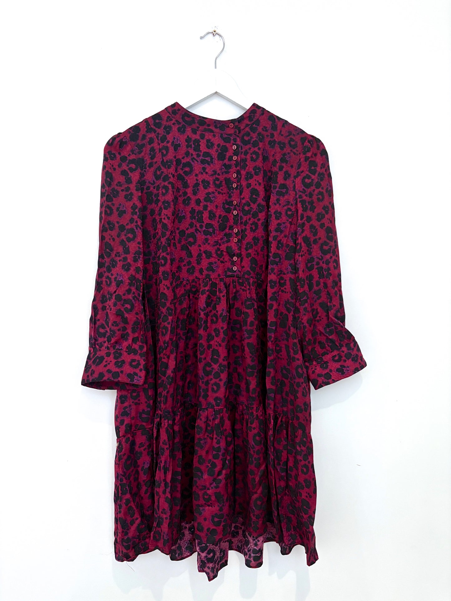 Ba&Sh Raspberry Leopard Shirt Dress L