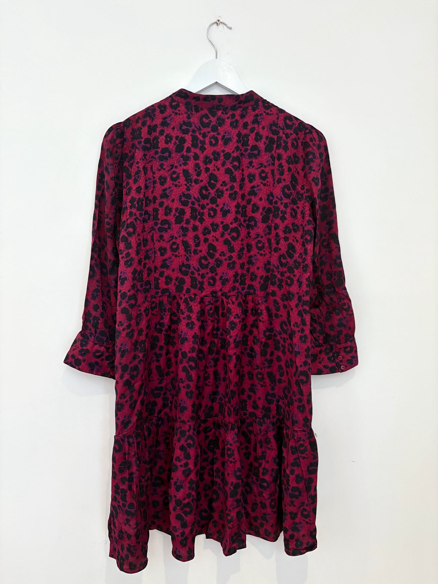 Ba&Sh Raspberry Leopard Shirt Dress L