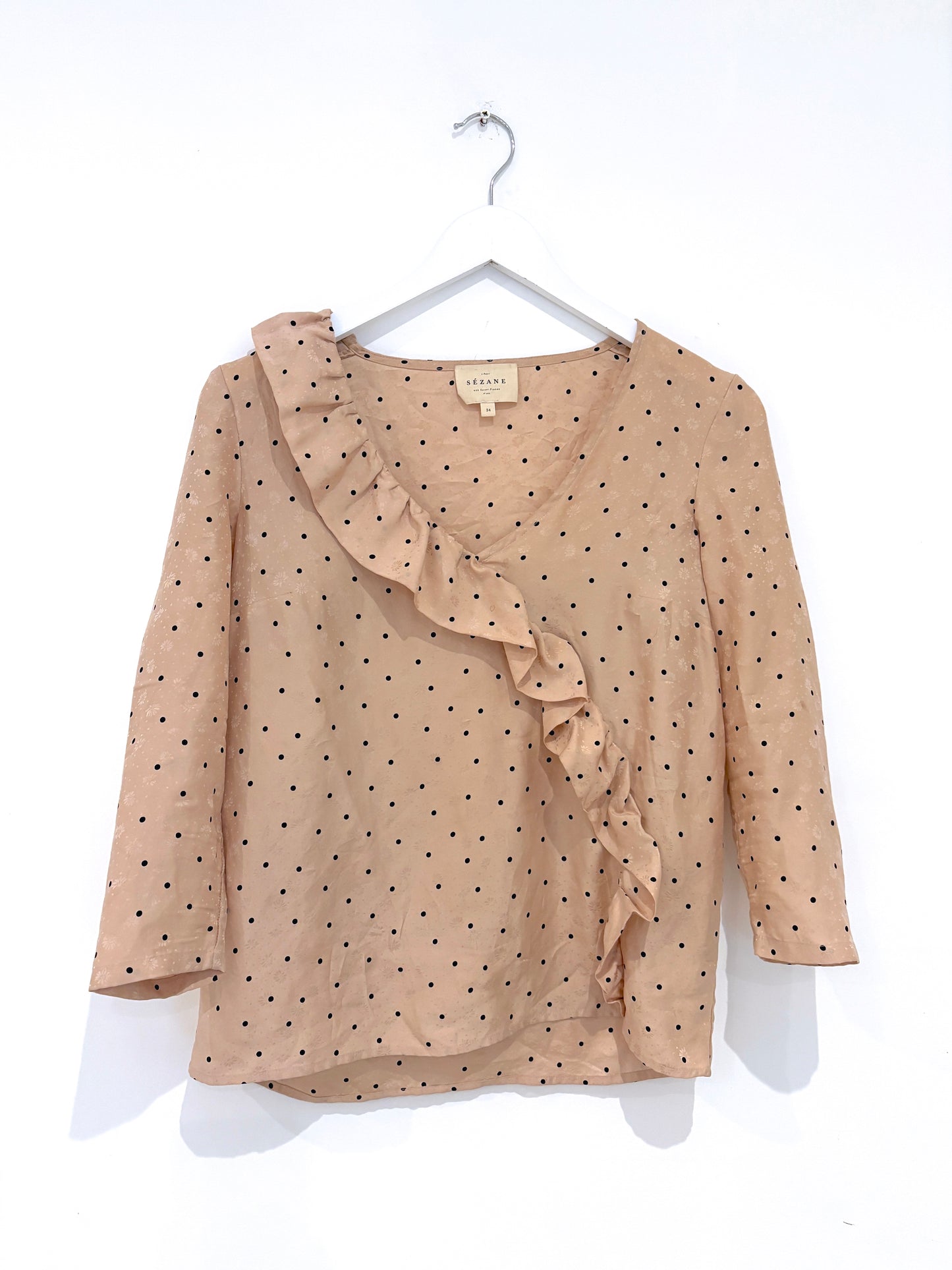 Sézane Silk Polka Dot Blouse UK 6
