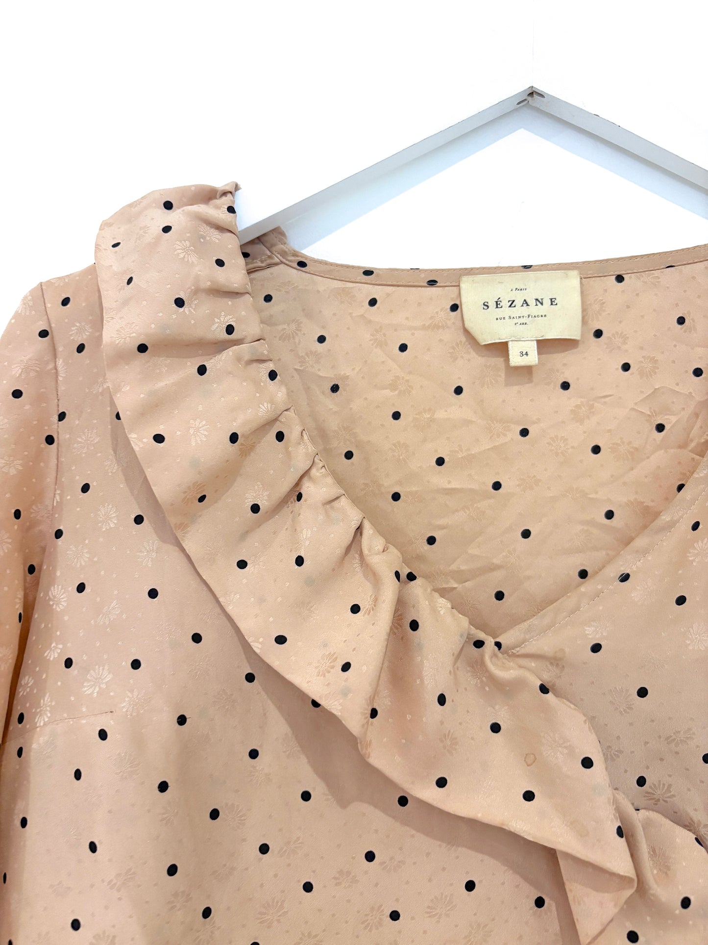 Sézane Silk Polka Dot Blouse UK 6