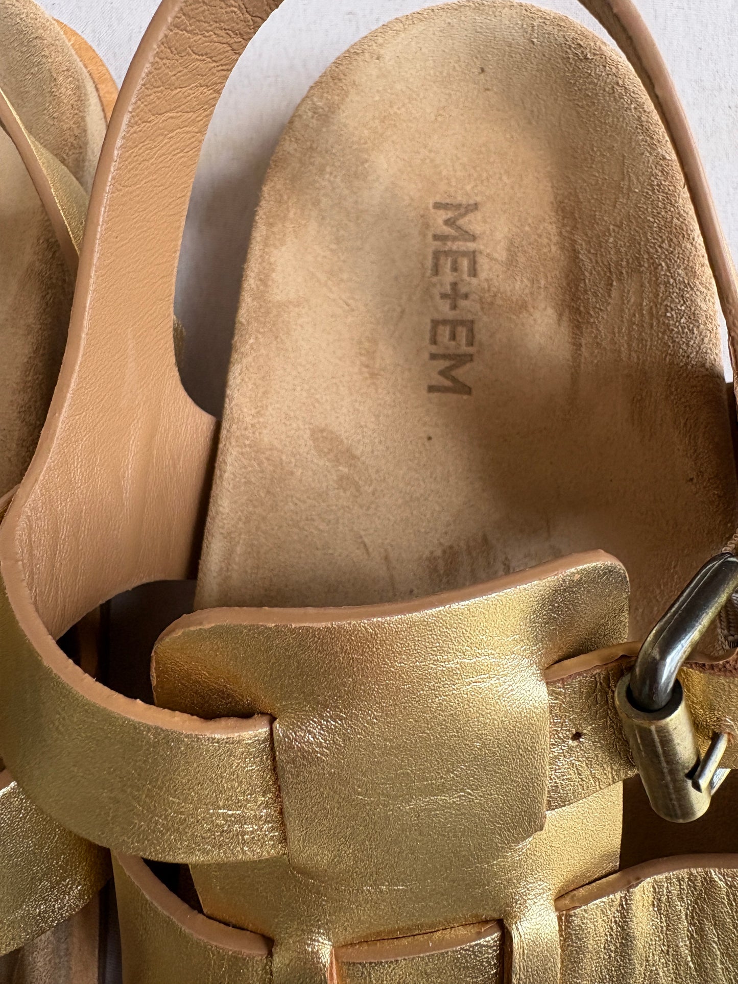 Me+Em Gold T-Bar Sandals UK 7