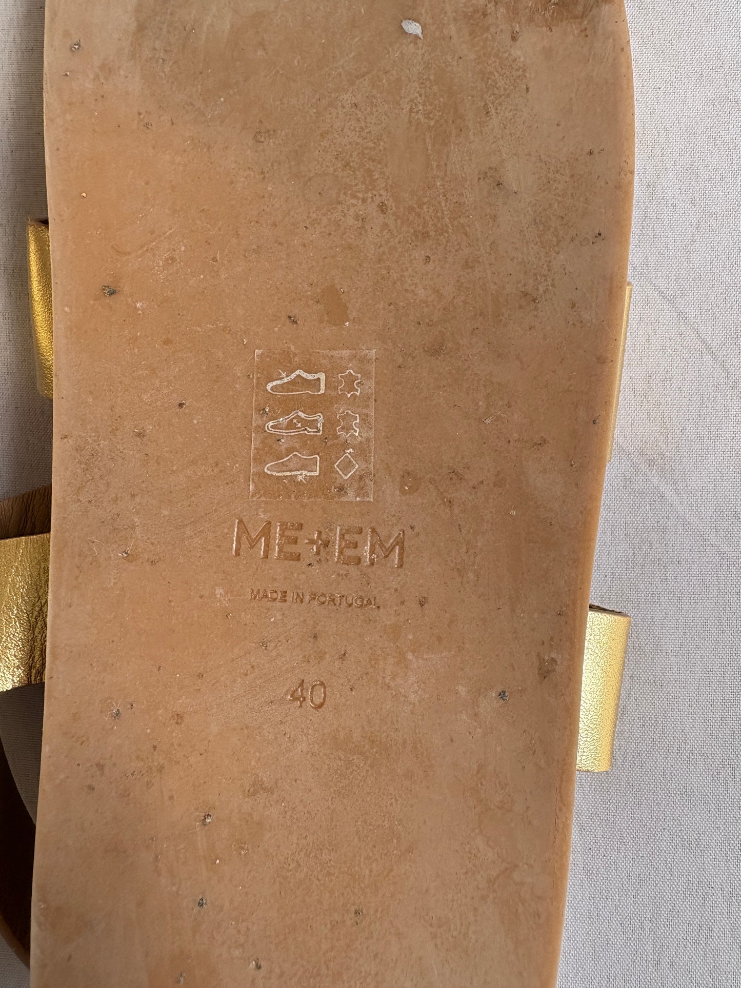 Me+Em Gold T-Bar Sandals UK 7