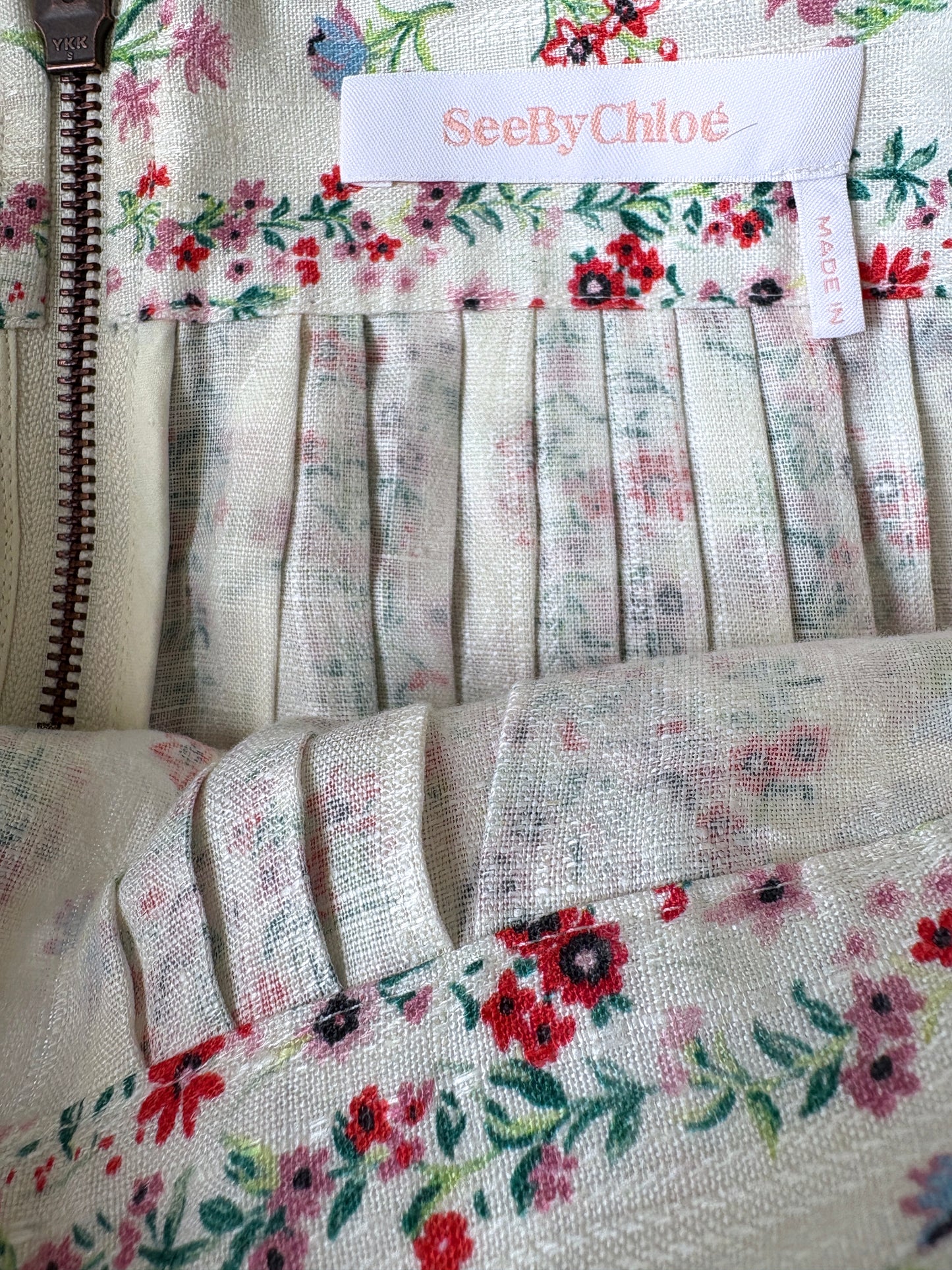 See By Chloé Floral Linen Skirt UK 12