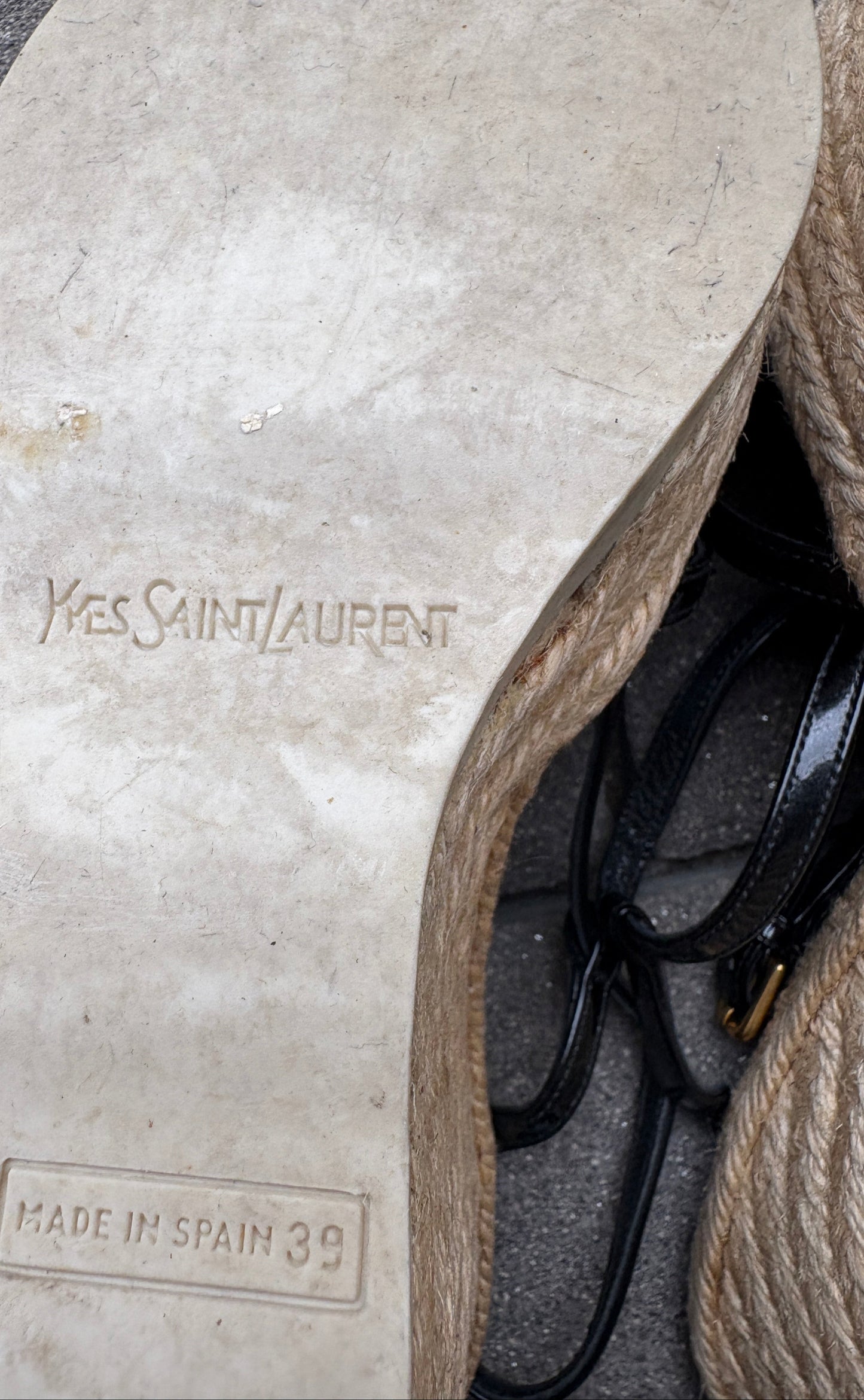 Yves Saint Laurent Black Patent Leather Wedges EU 39