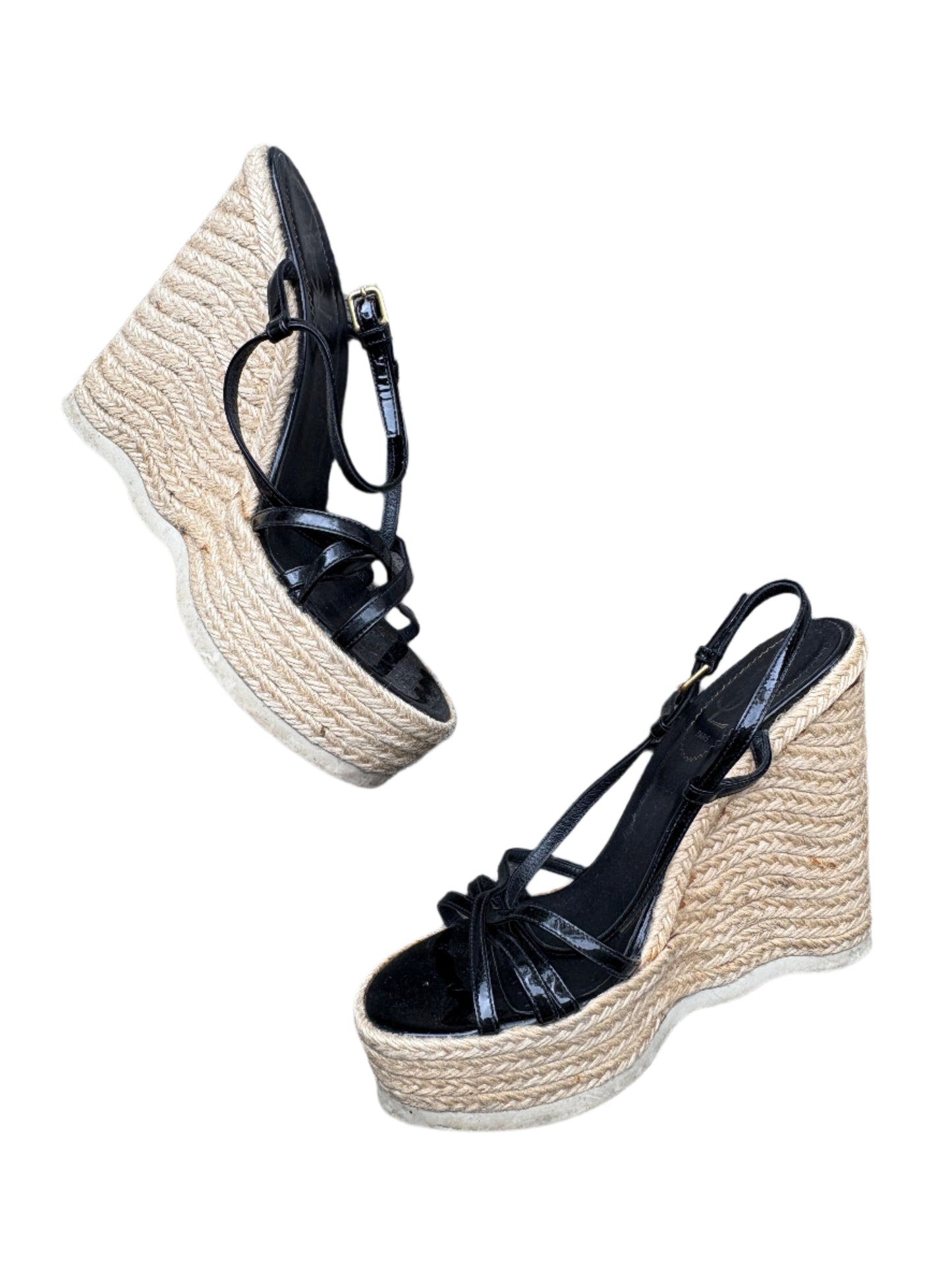 Yves Saint Laurent Black Patent Leather Wedges EU 39