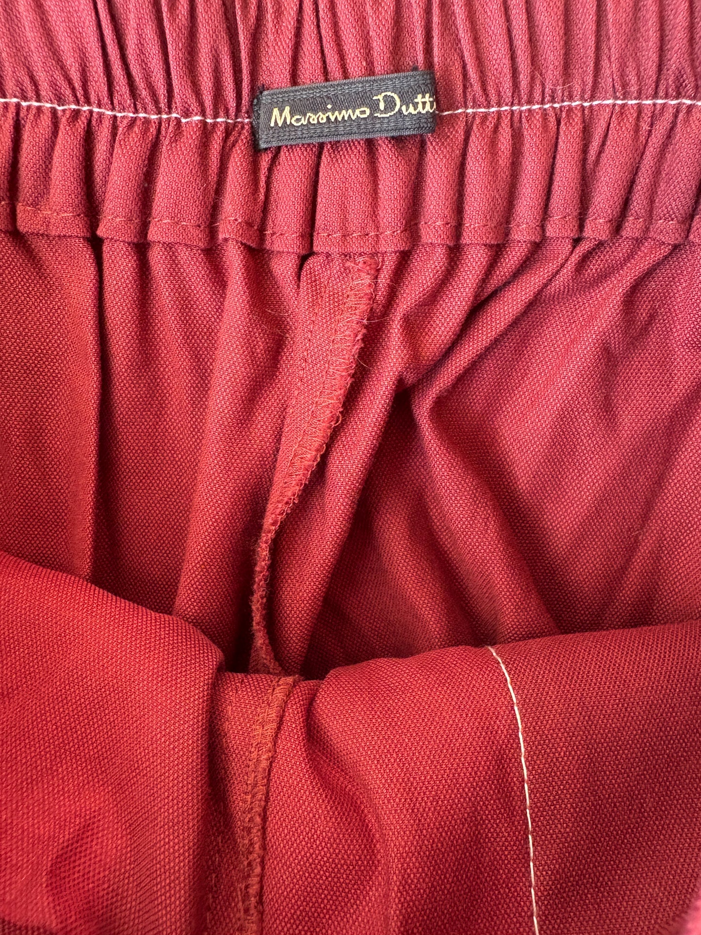 Massimo Dutti Red Utility Cropped Trusers UK 8