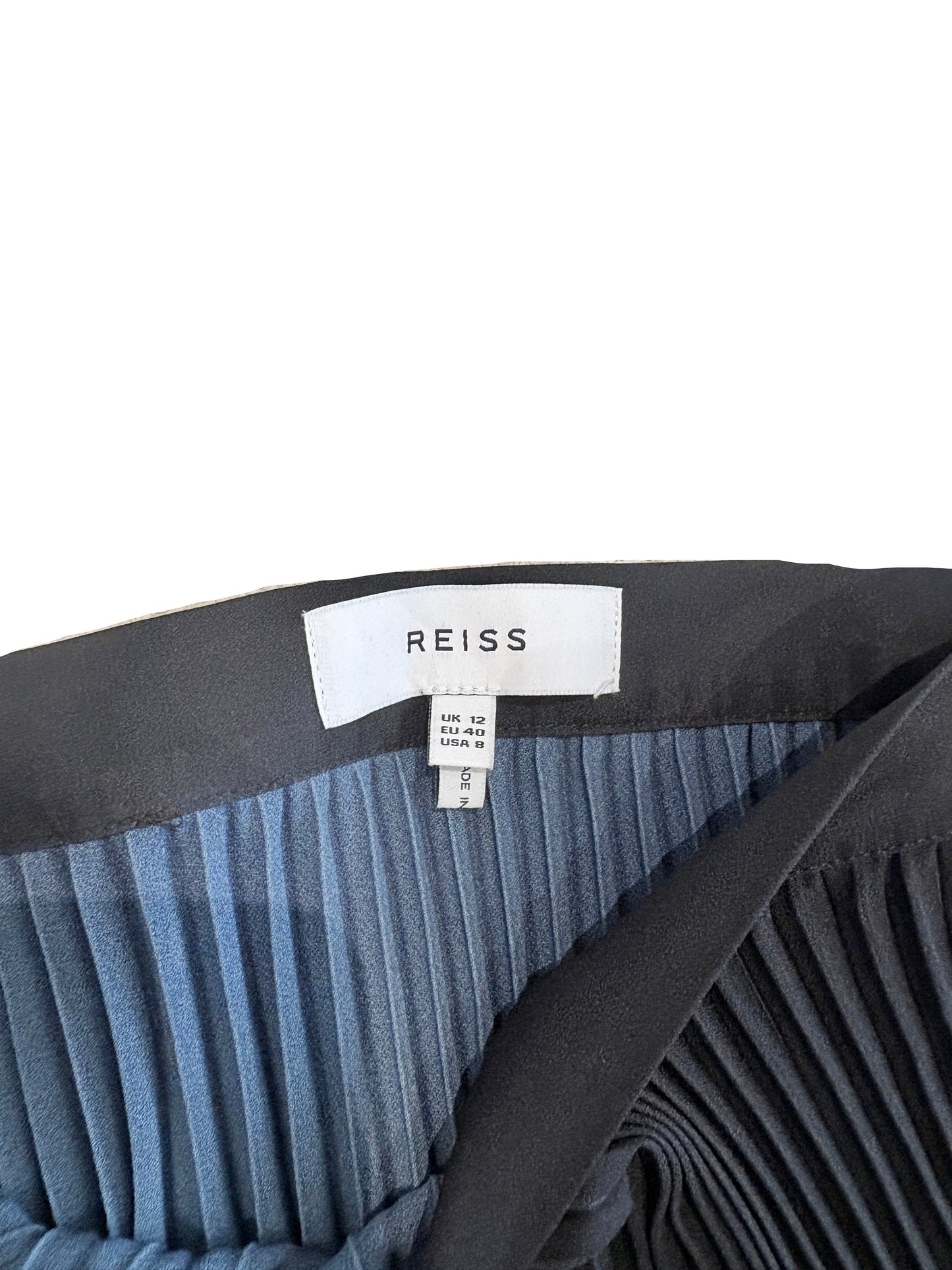 Reiss Blue Pleated Ombre Skirt UK 12