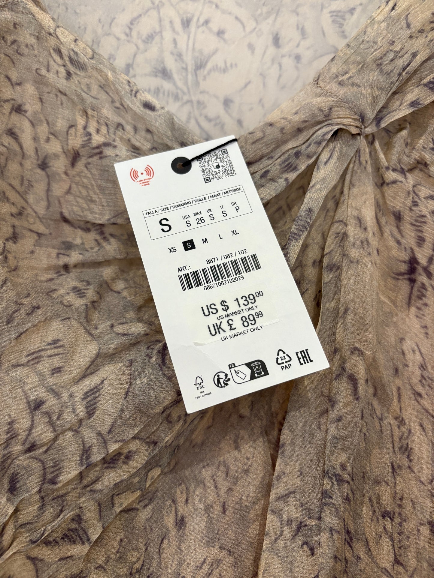 New With Tags Zara Print Dress S