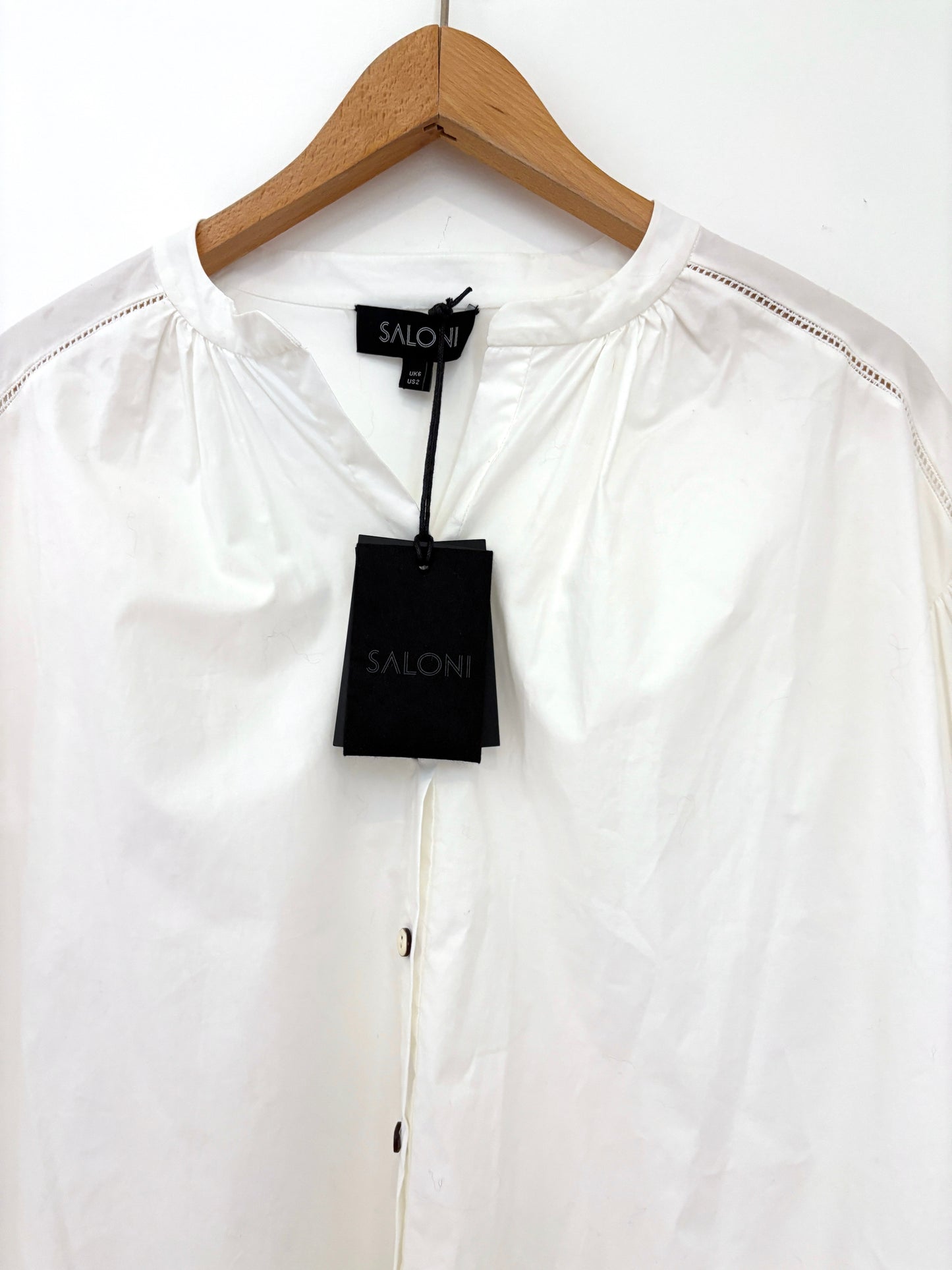 New with Tags Saloni White Cotton Blouse UK 6