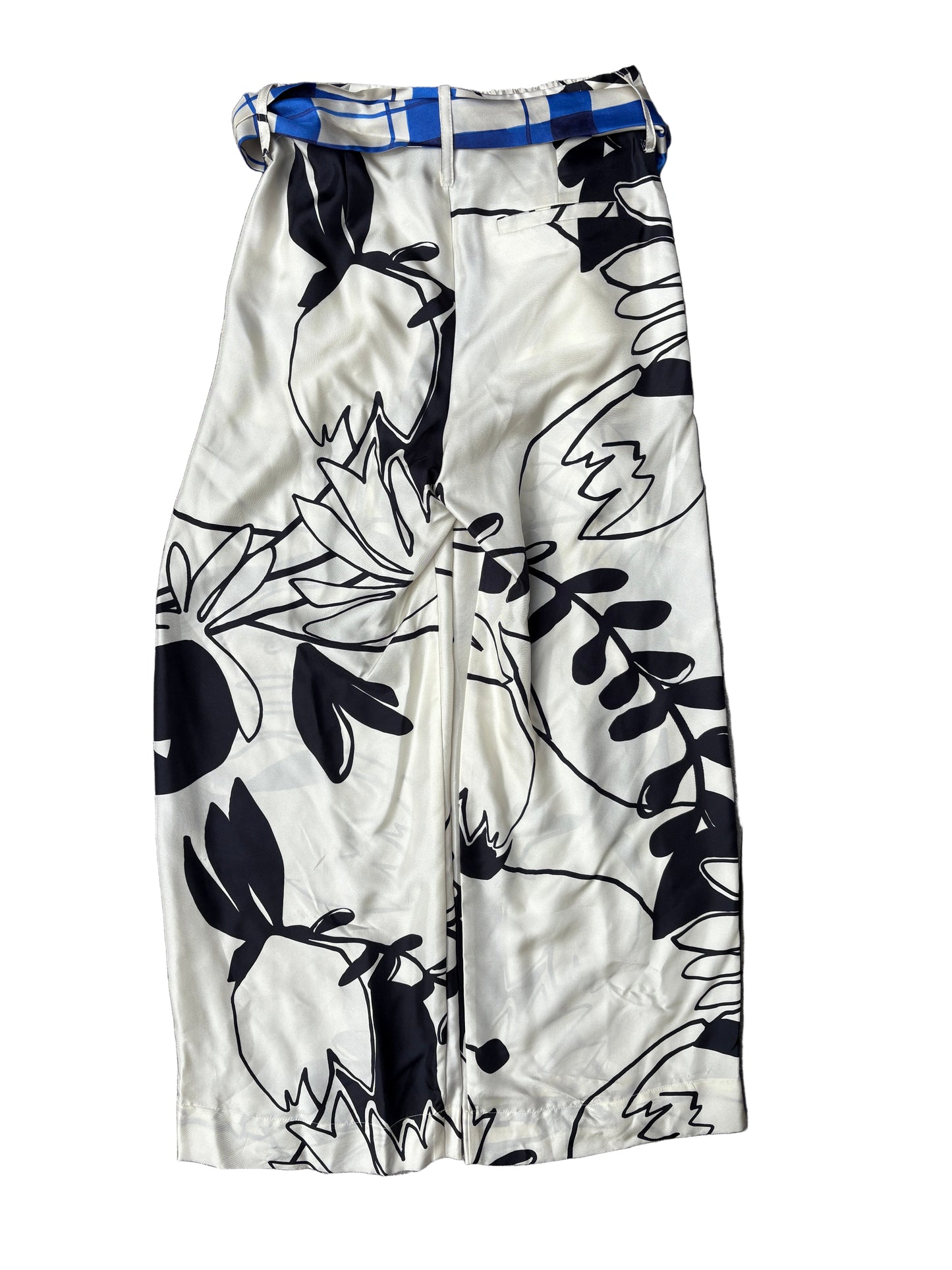 Alysi Crème Silk Print Trousers UK 8