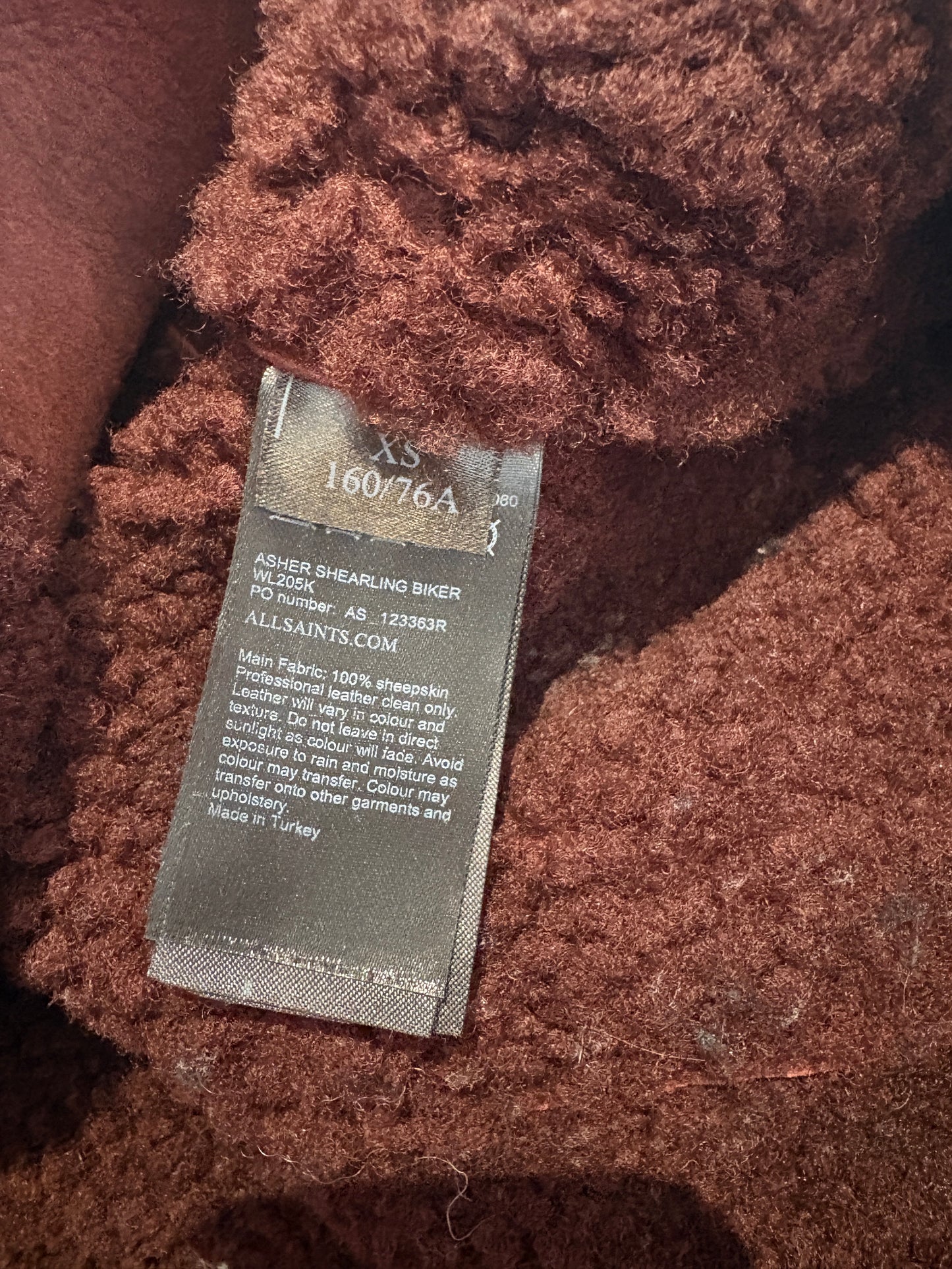 All Saints Aster Shearling Biker Jacket XS