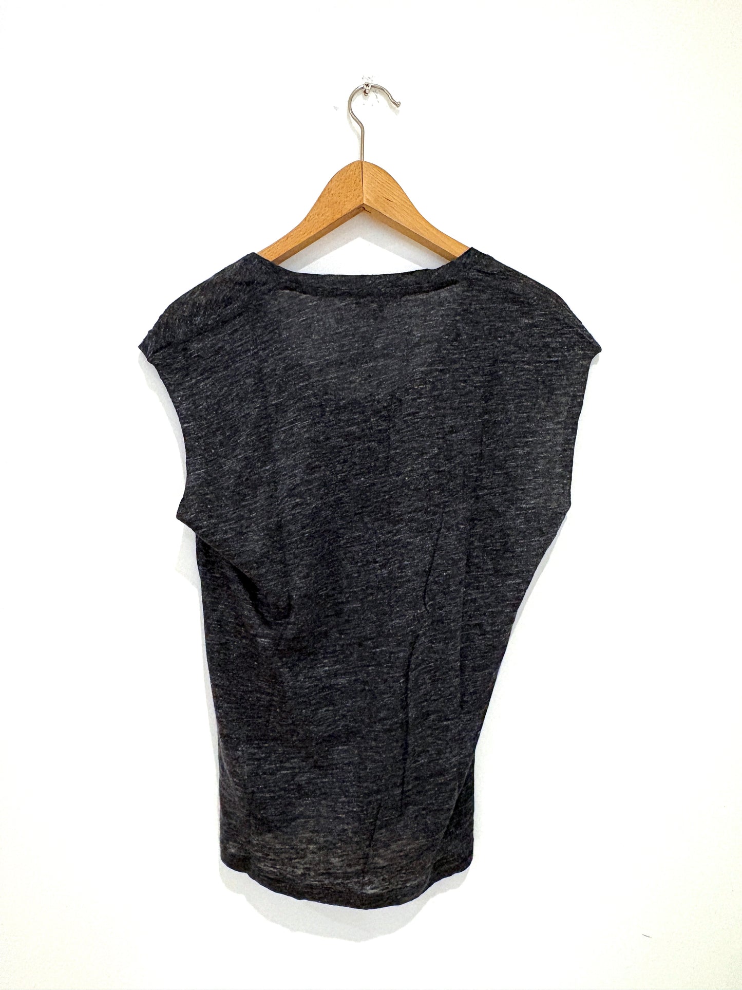 Massimo Dutti Melange Grey Linen Tee S