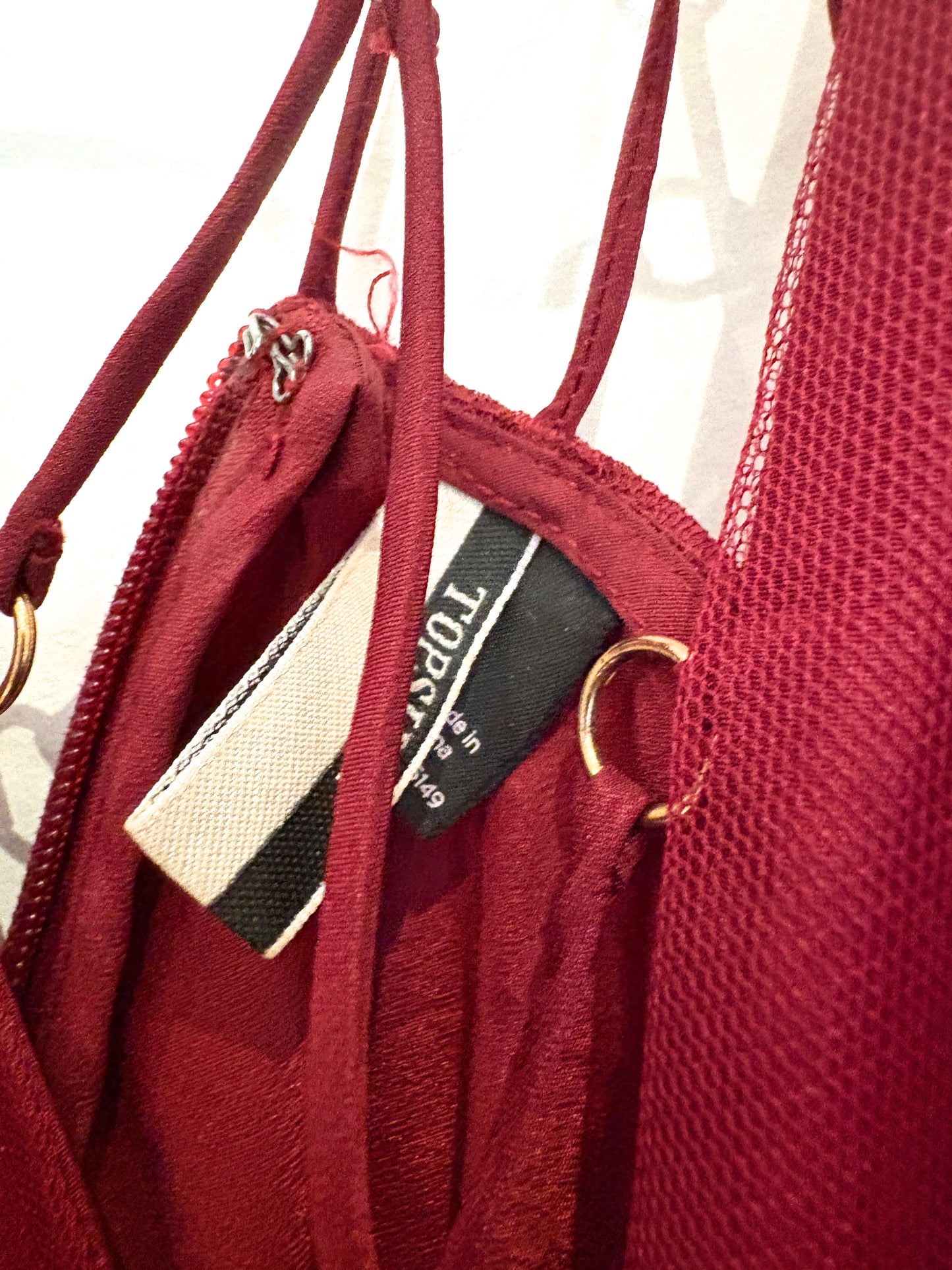 Topshop Burgundy Tulle Maxi Dress UK 4